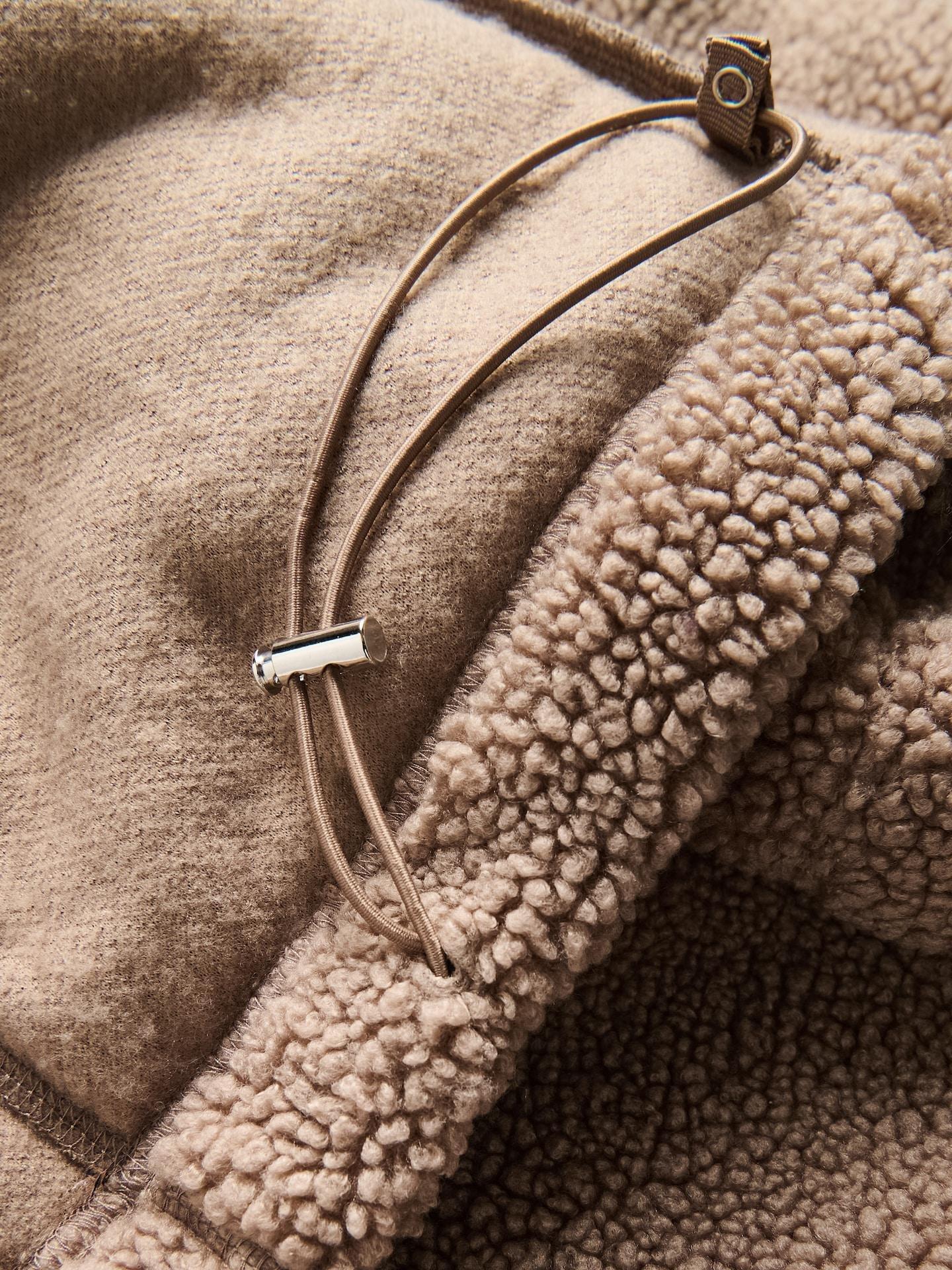 Beige Sherpa Sweatshirt With Stand Up Collar, Beige, large image number 4