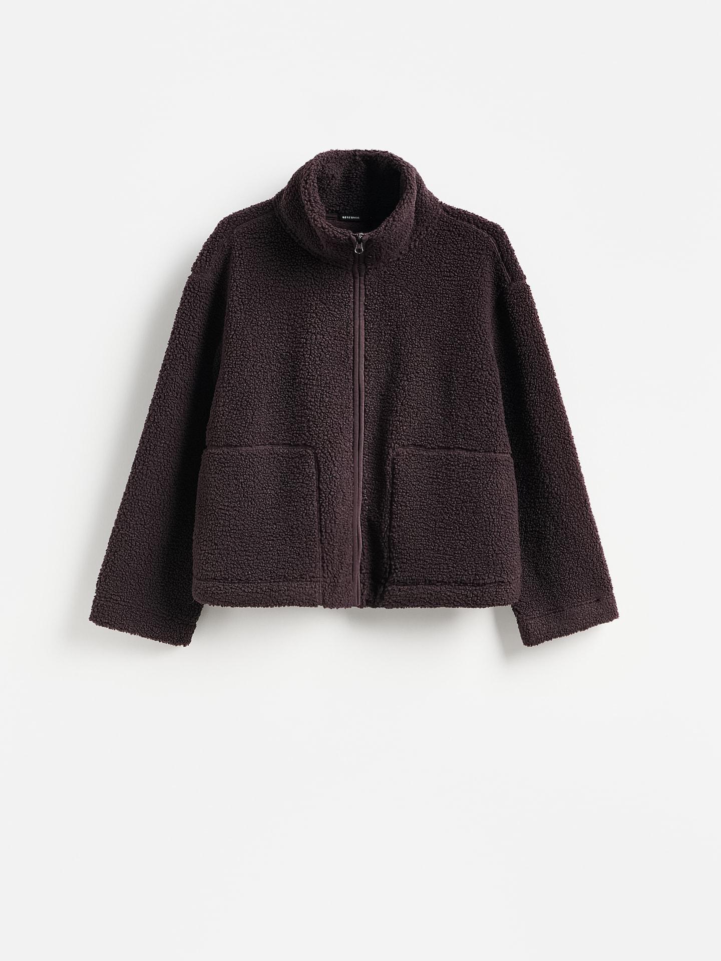Purple Sherpa Sweatshirt With Stand Up Collar, Purple, large image number 4