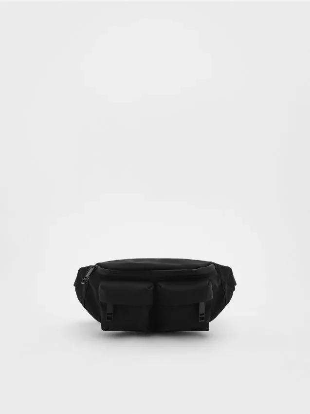Black Bum Bag, Black, large image number 0