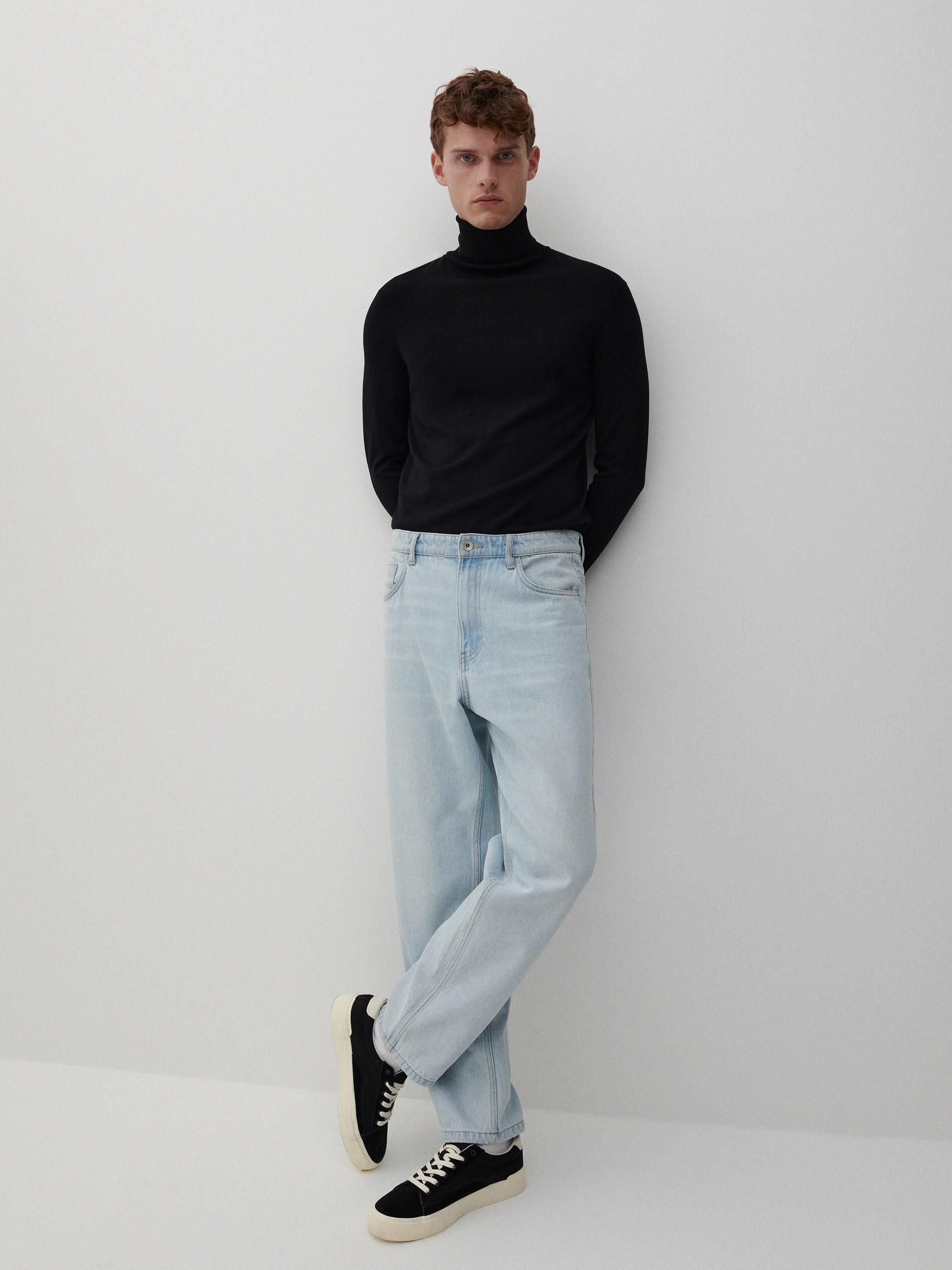 Black Regular Cut Turtleneck Sweater, , large image number 0