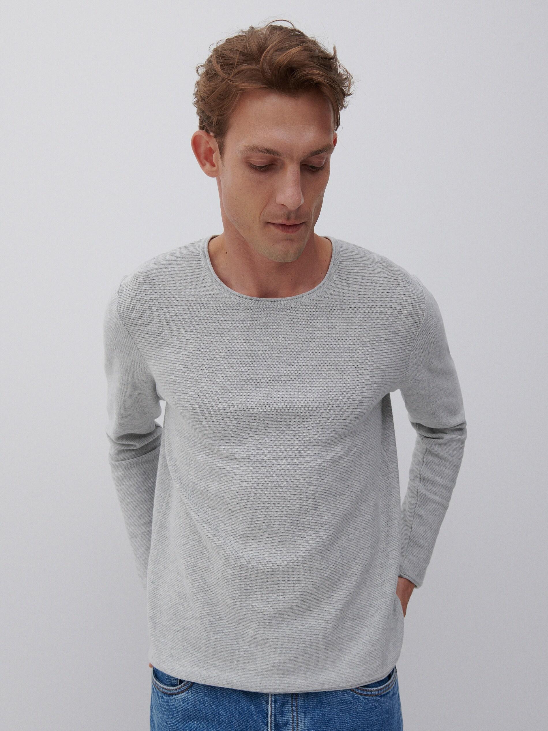 Light Grey Basic Cotton Jumper, Men, , large image number 0