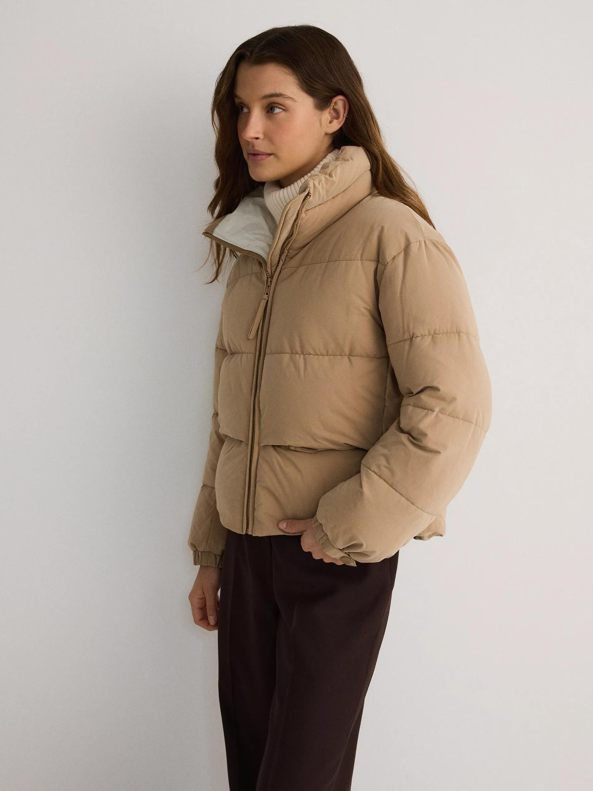 BEIGE Quilted jacket with high stand up collar, , large image number 0