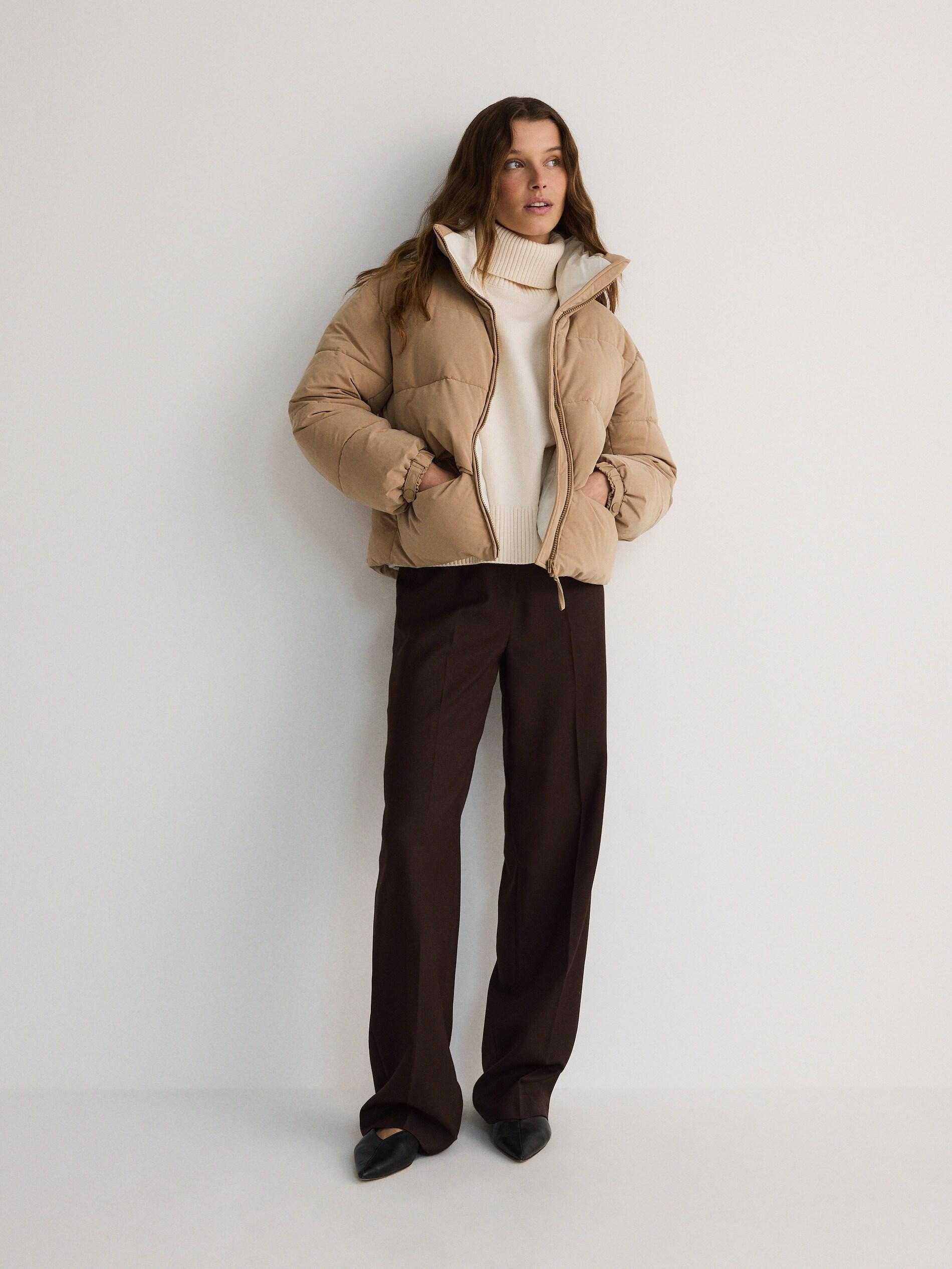BEIGE Quilted jacket with high stand up collar, , large image number 1