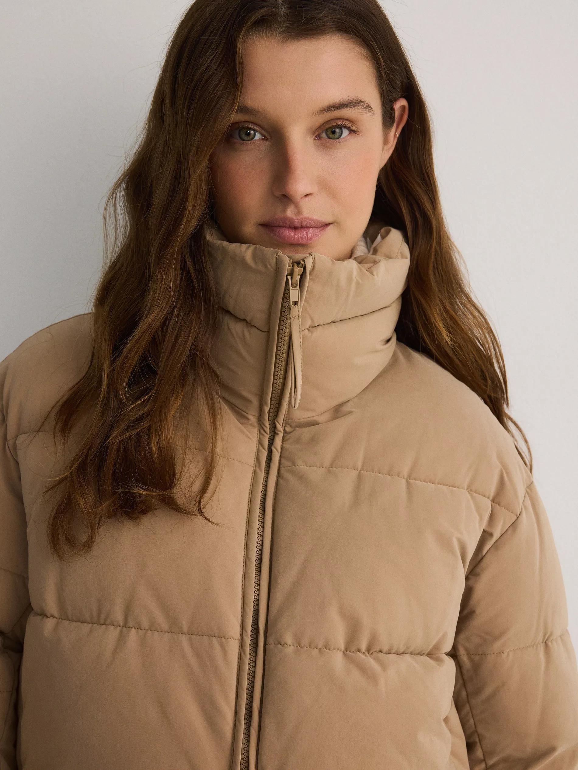BEIGE Quilted jacket with high stand up collar, , large image number 2
