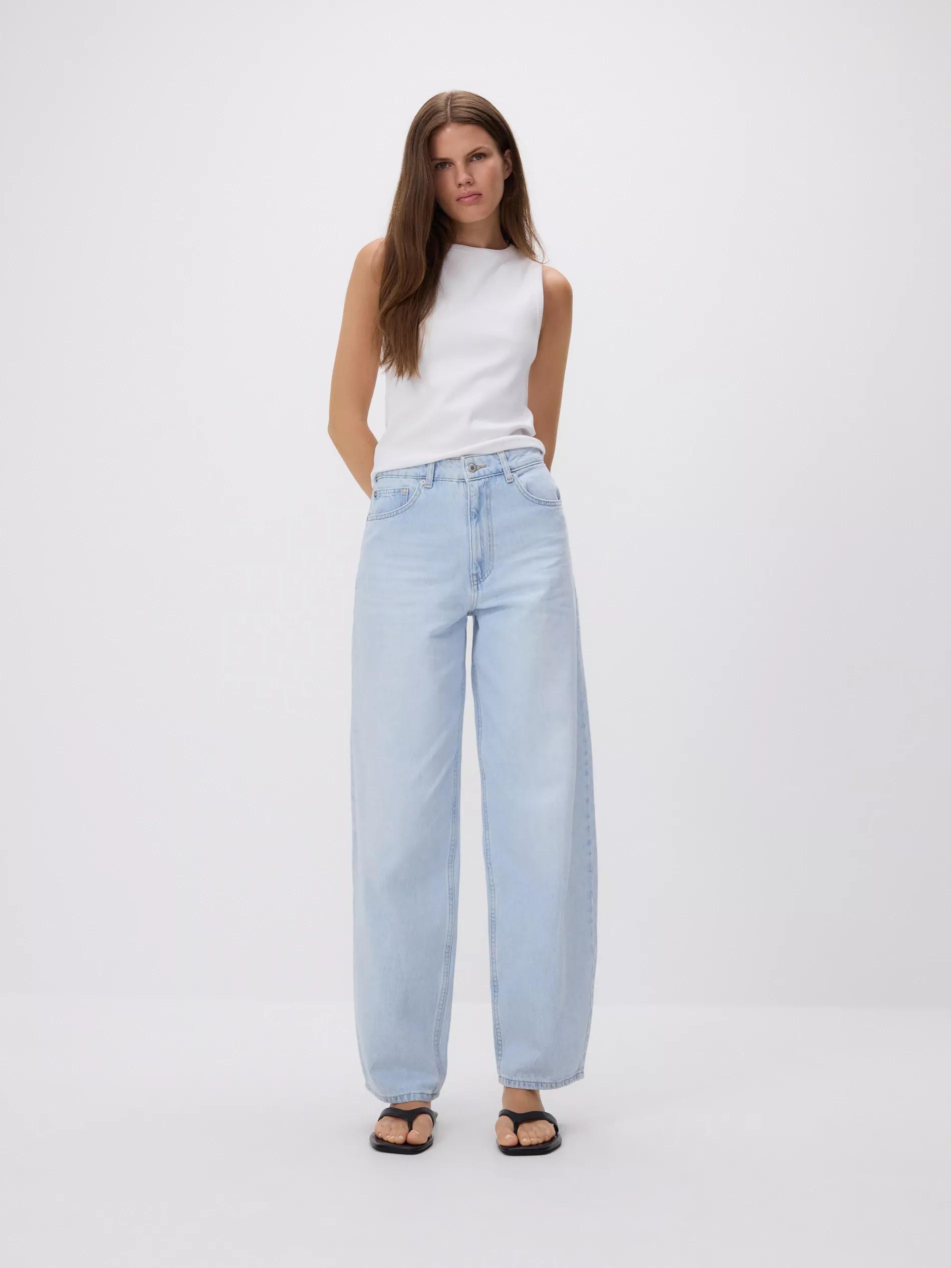 Blue Barrel Leg Jeans, Blue, large image number 2