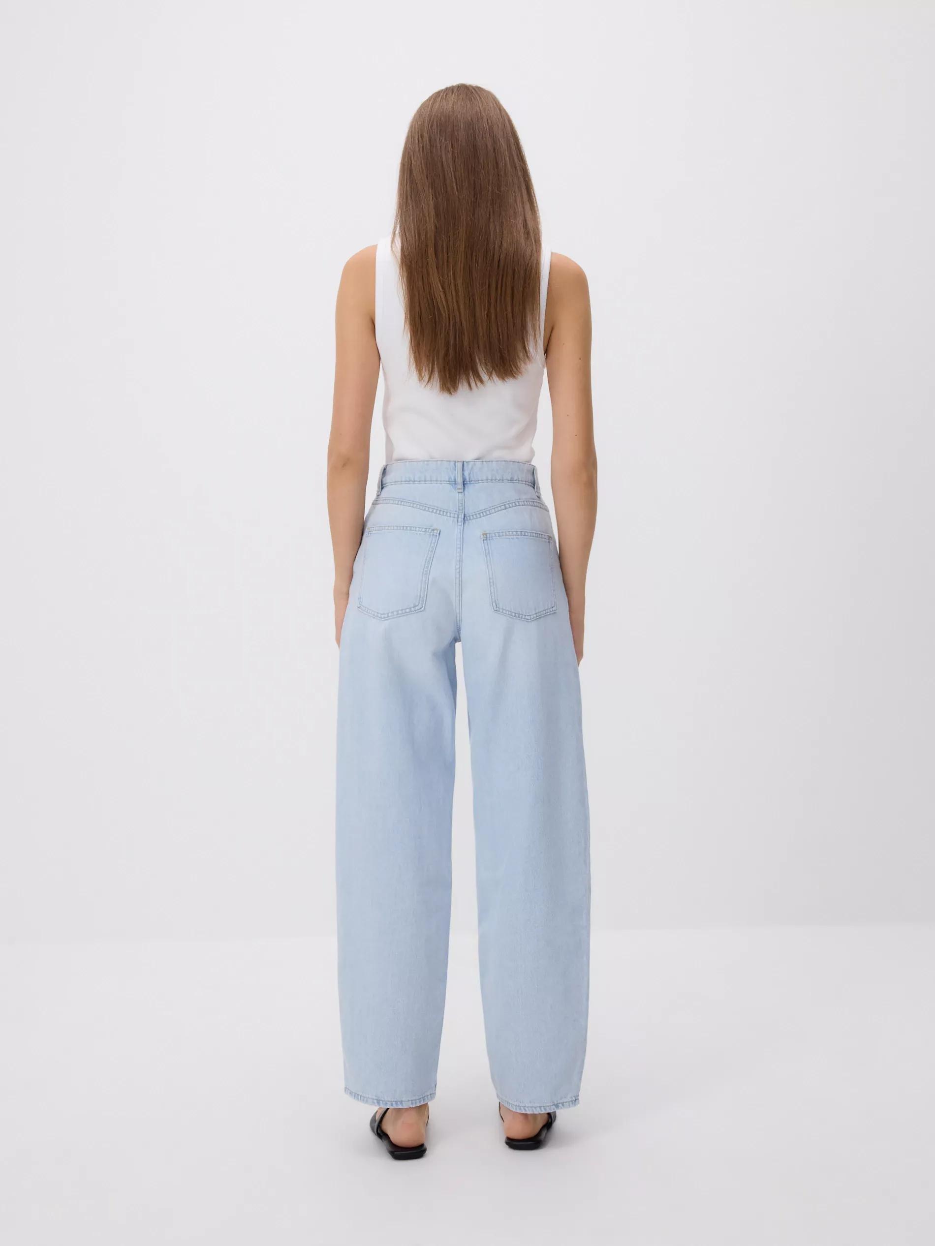 Blue Barrel Leg Jeans, Blue, large image number 4