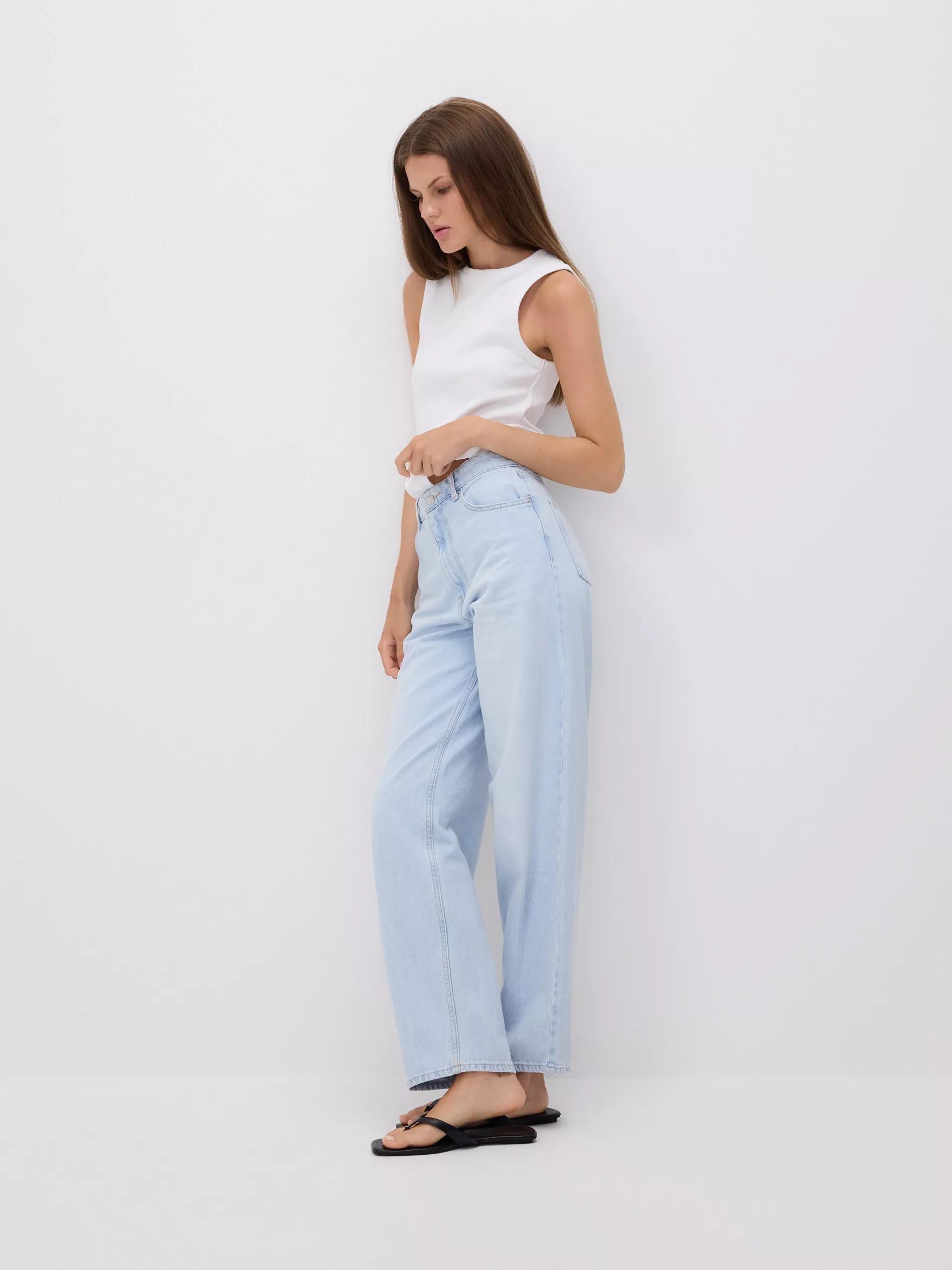 Blue Barrel Leg Jeans, Blue, large image number 5