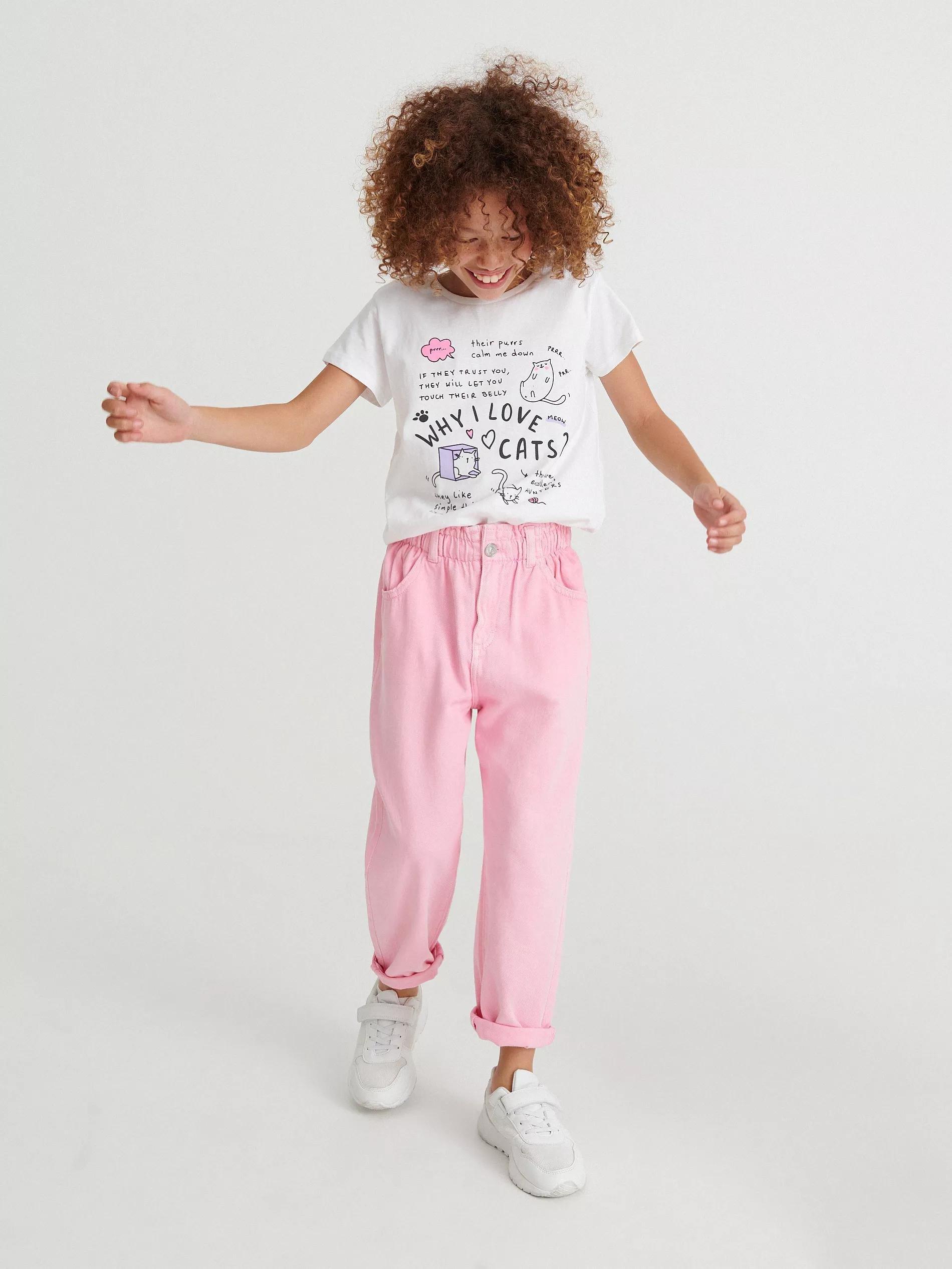 White Printed T-Shirt, Kids Girl, , large image number 0