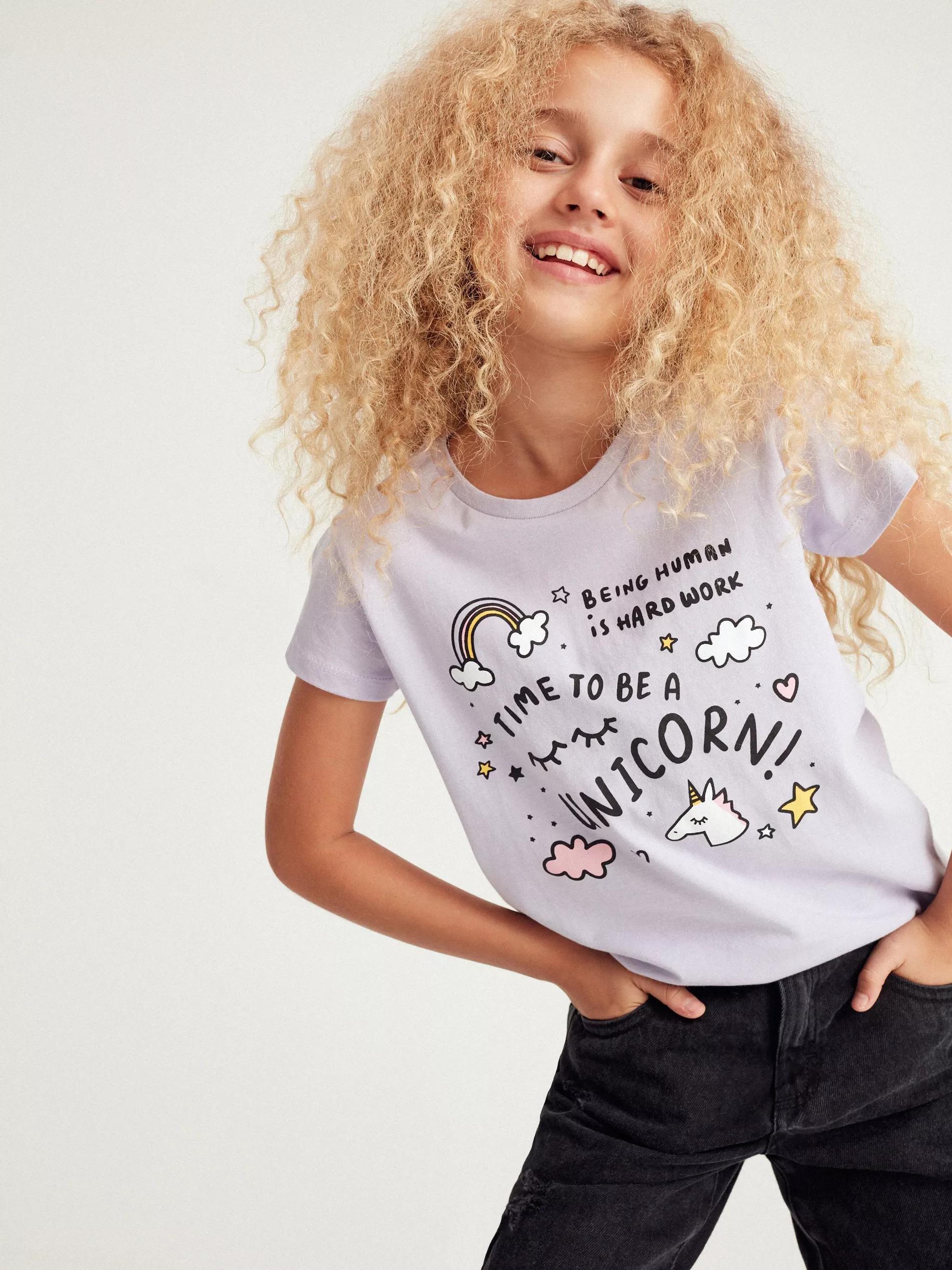 Lavender Printed T-Shirt, Kids Girl, , large image number 2