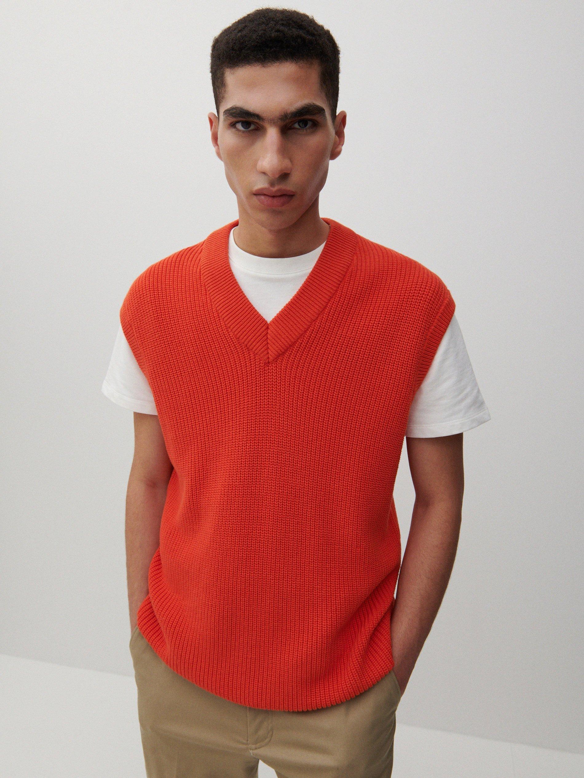 Red Knitted Vest, Men, , large image number 0