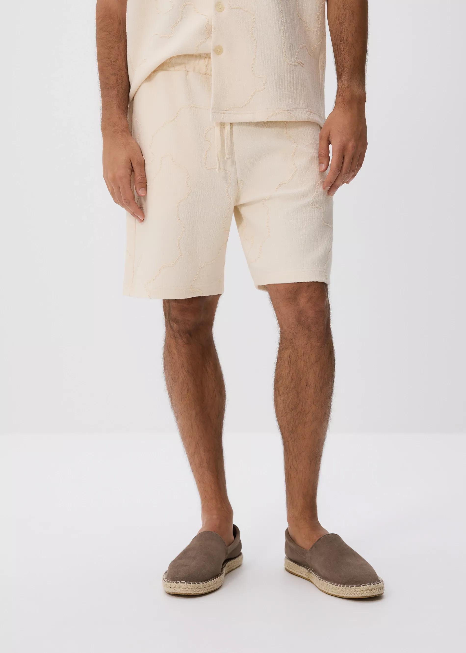 Cream Patterned Regular Shorts, , large image number 0