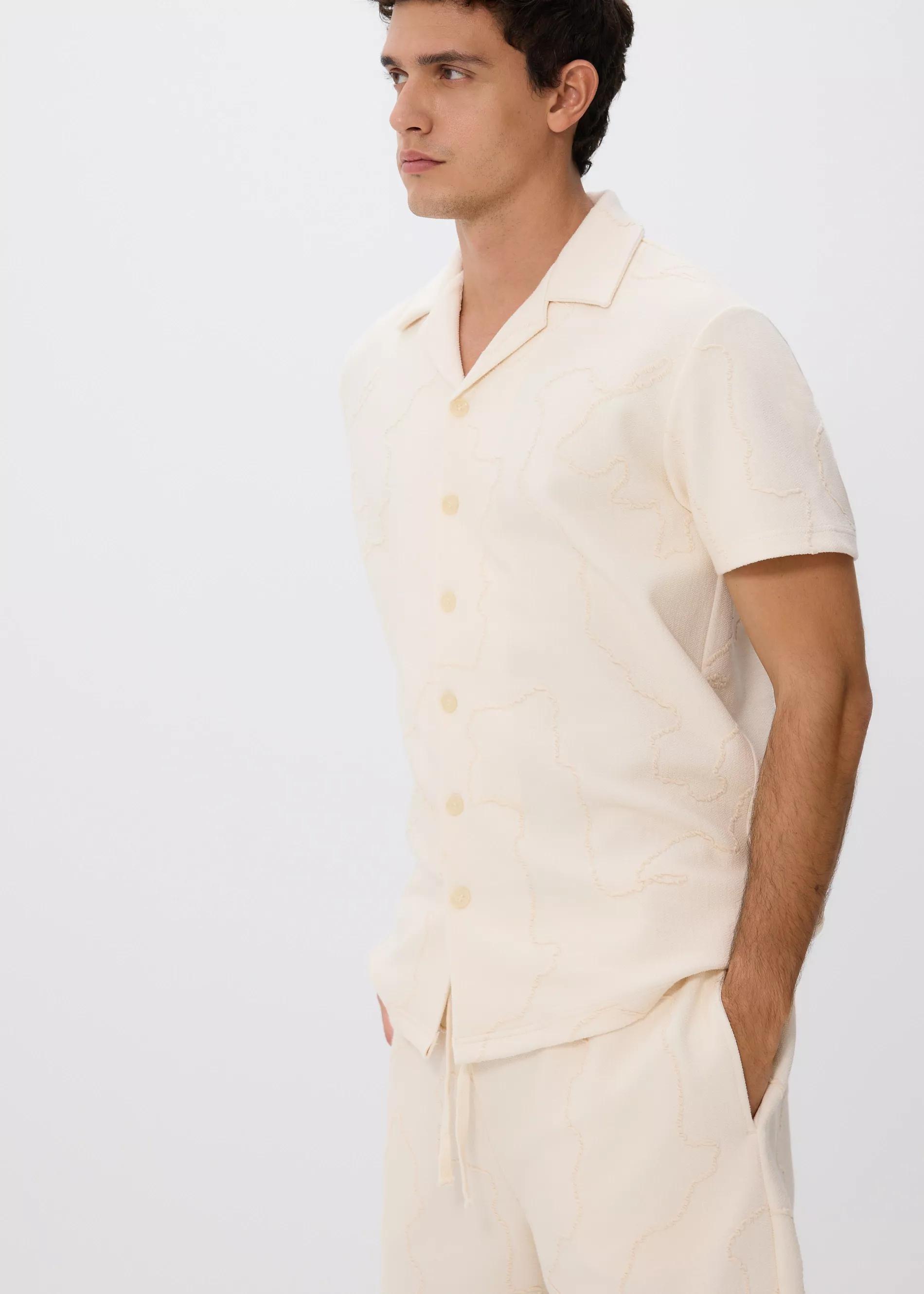 Cream Patterned Regular Shorts, , large image number 1
