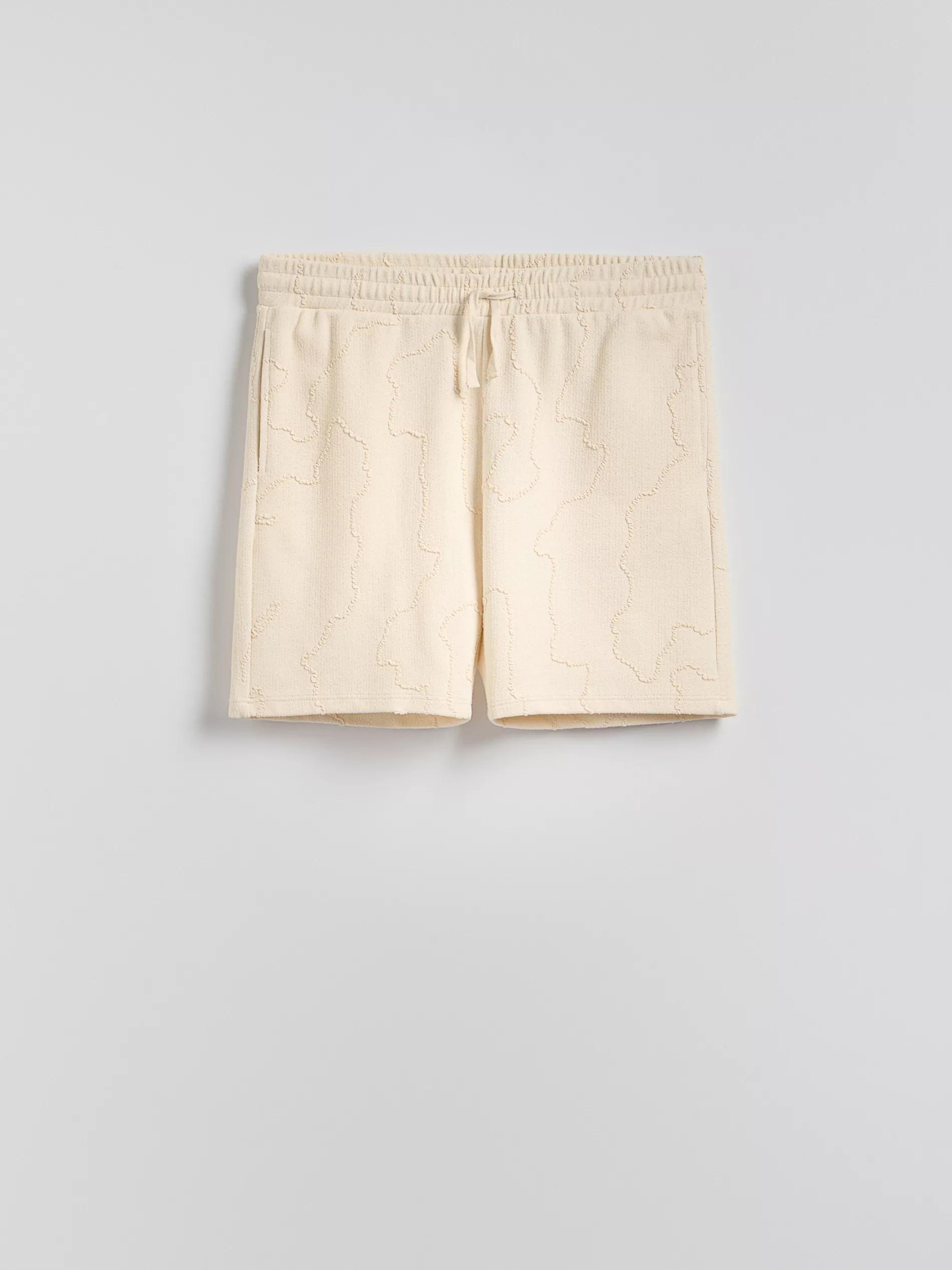 Cream Patterned Regular Shorts, , large image number 4