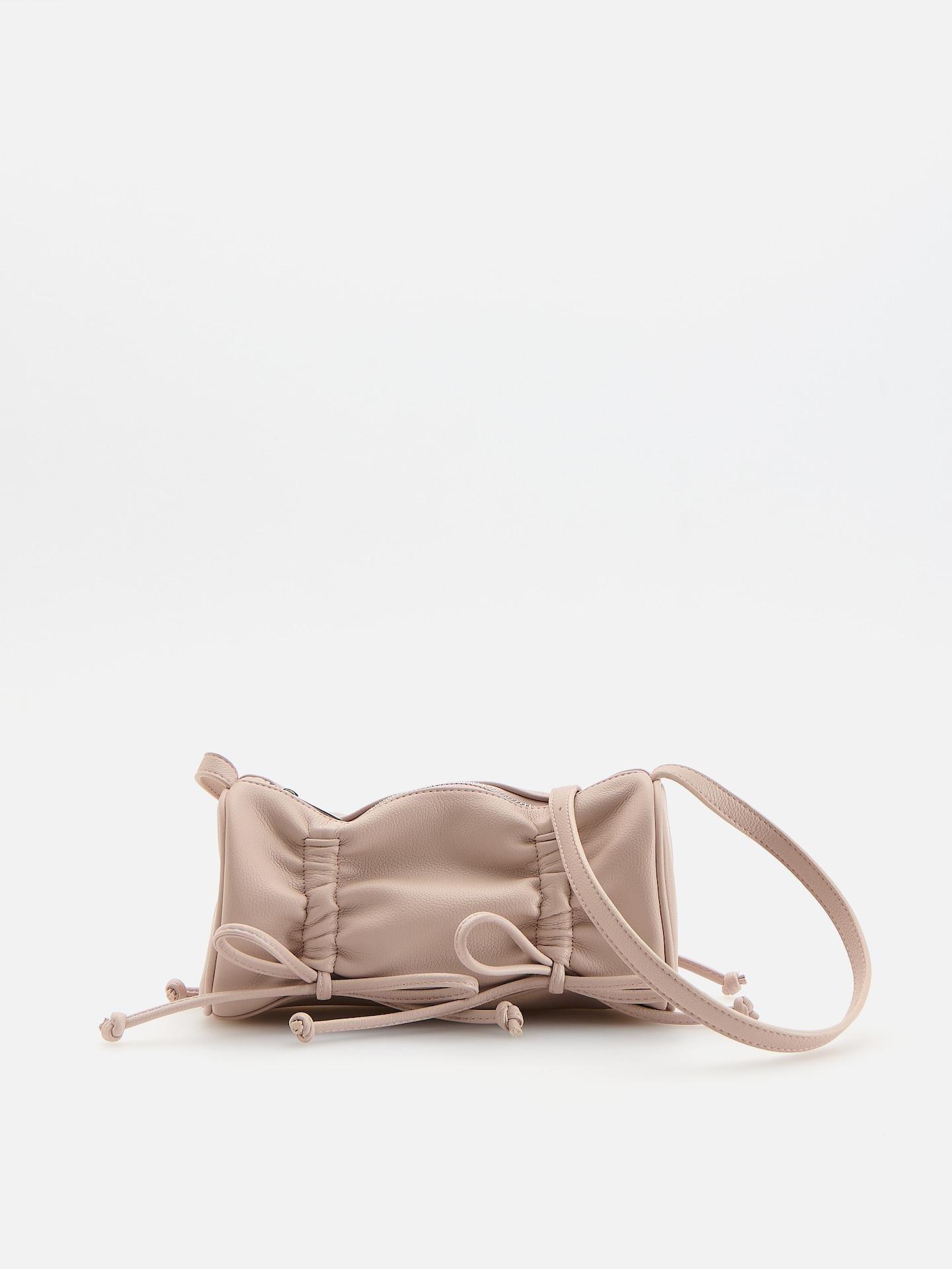 Beige Faux Leather Bag, Ivory, medium