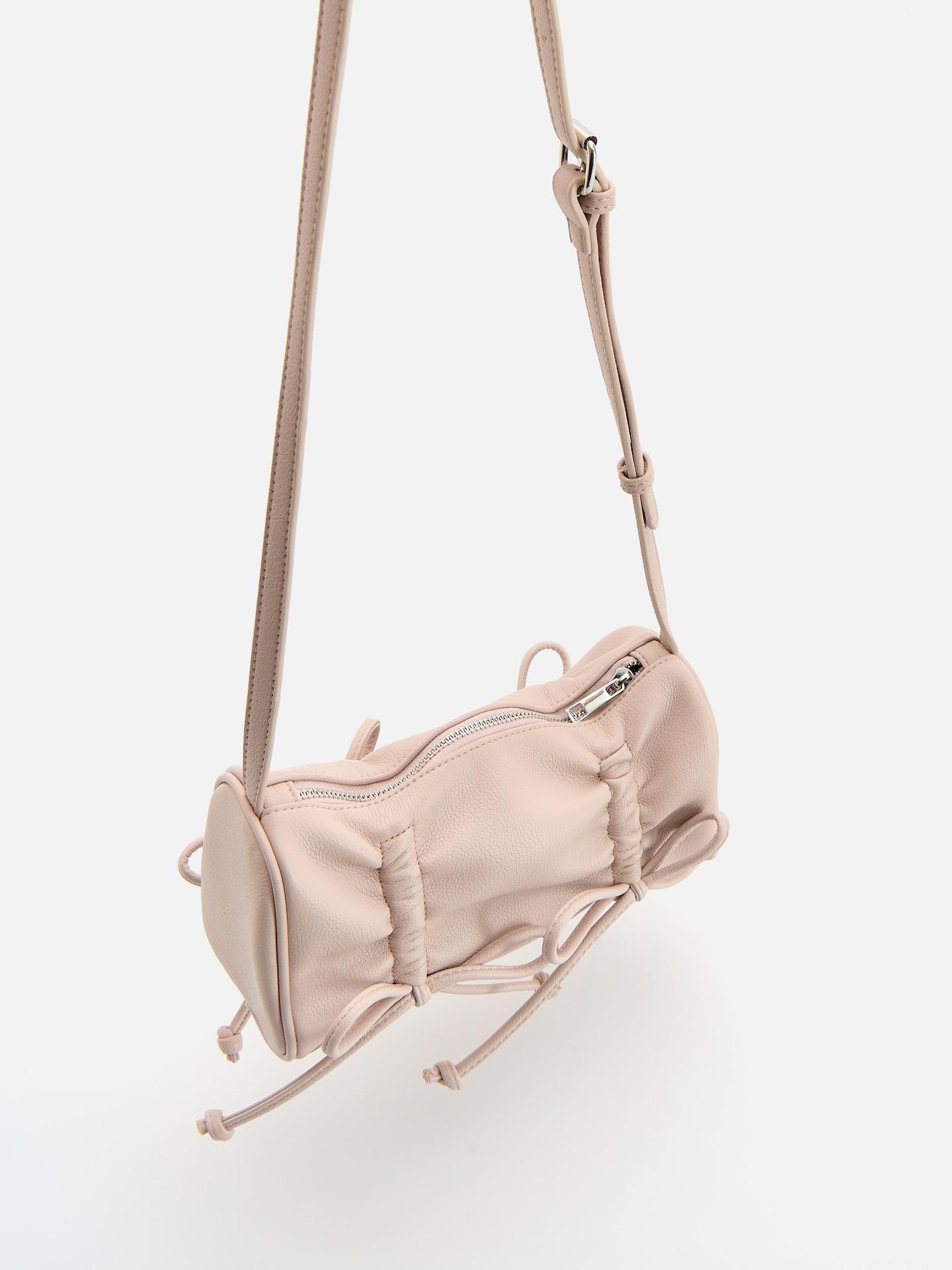 Beige Faux Leather Bag, Ivory, medium