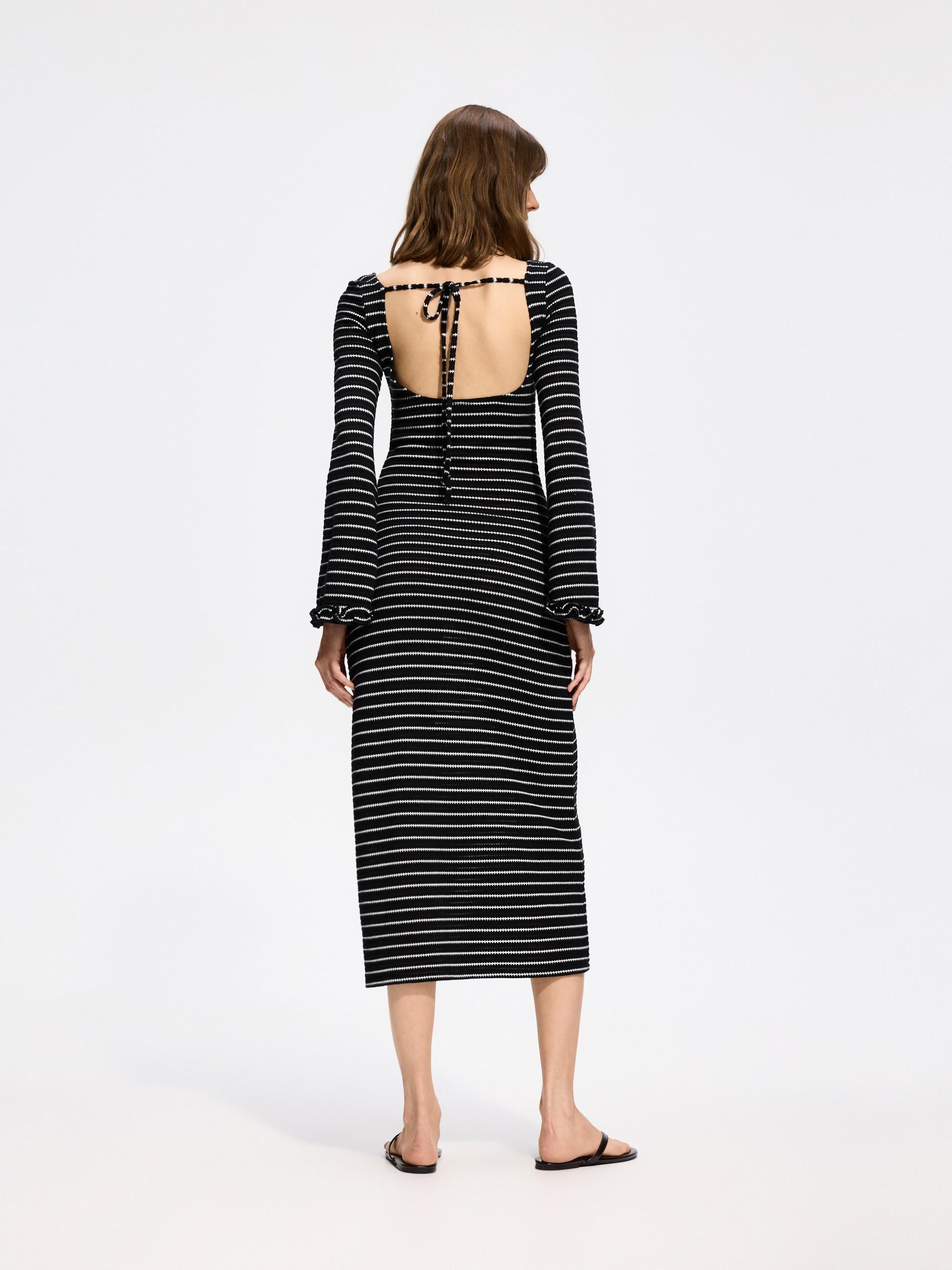 تنورة ماكسي مخططة أسود, Black, large image number 1