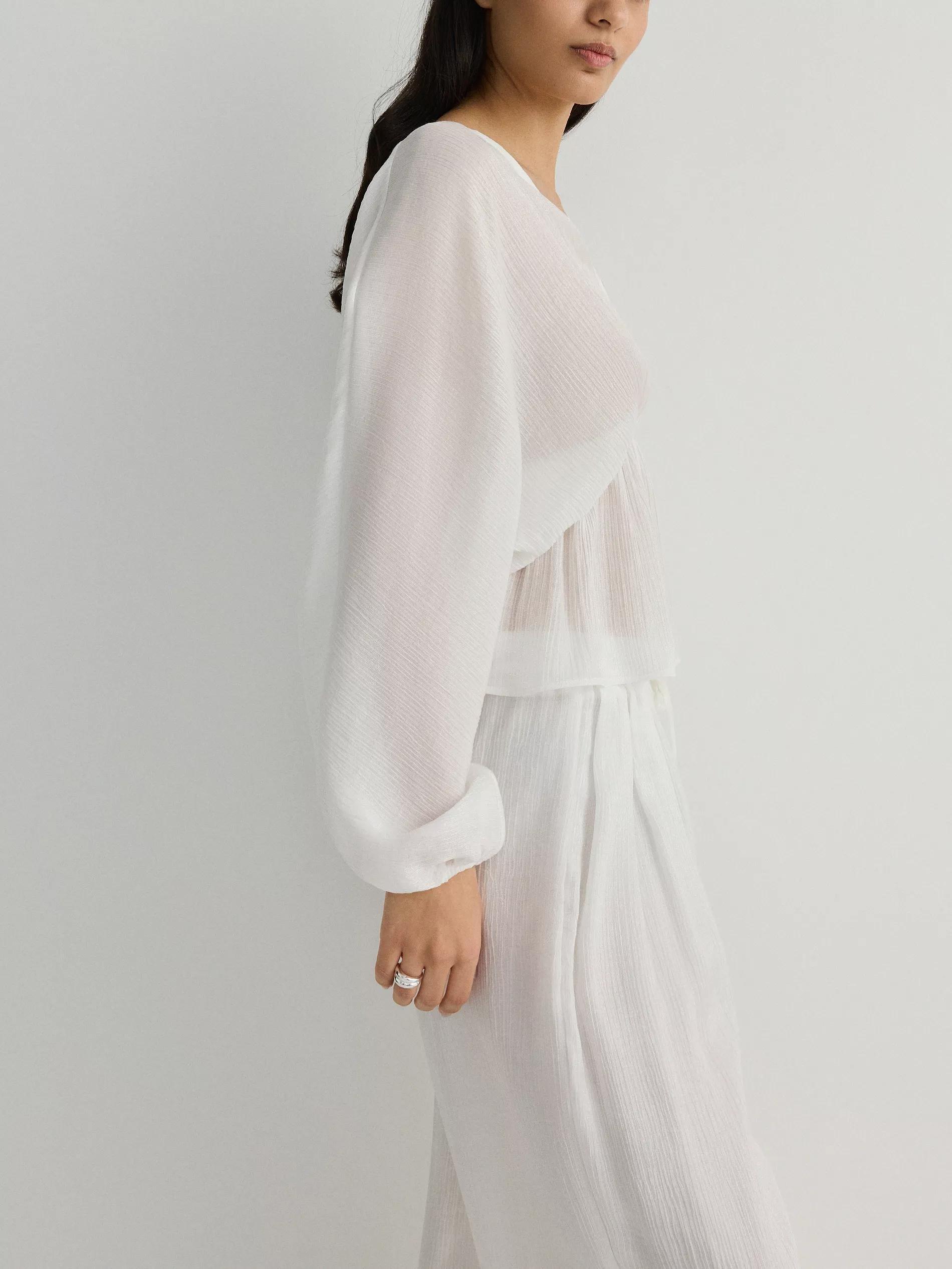 White Lyocell Blend Trousers, , large image number 4