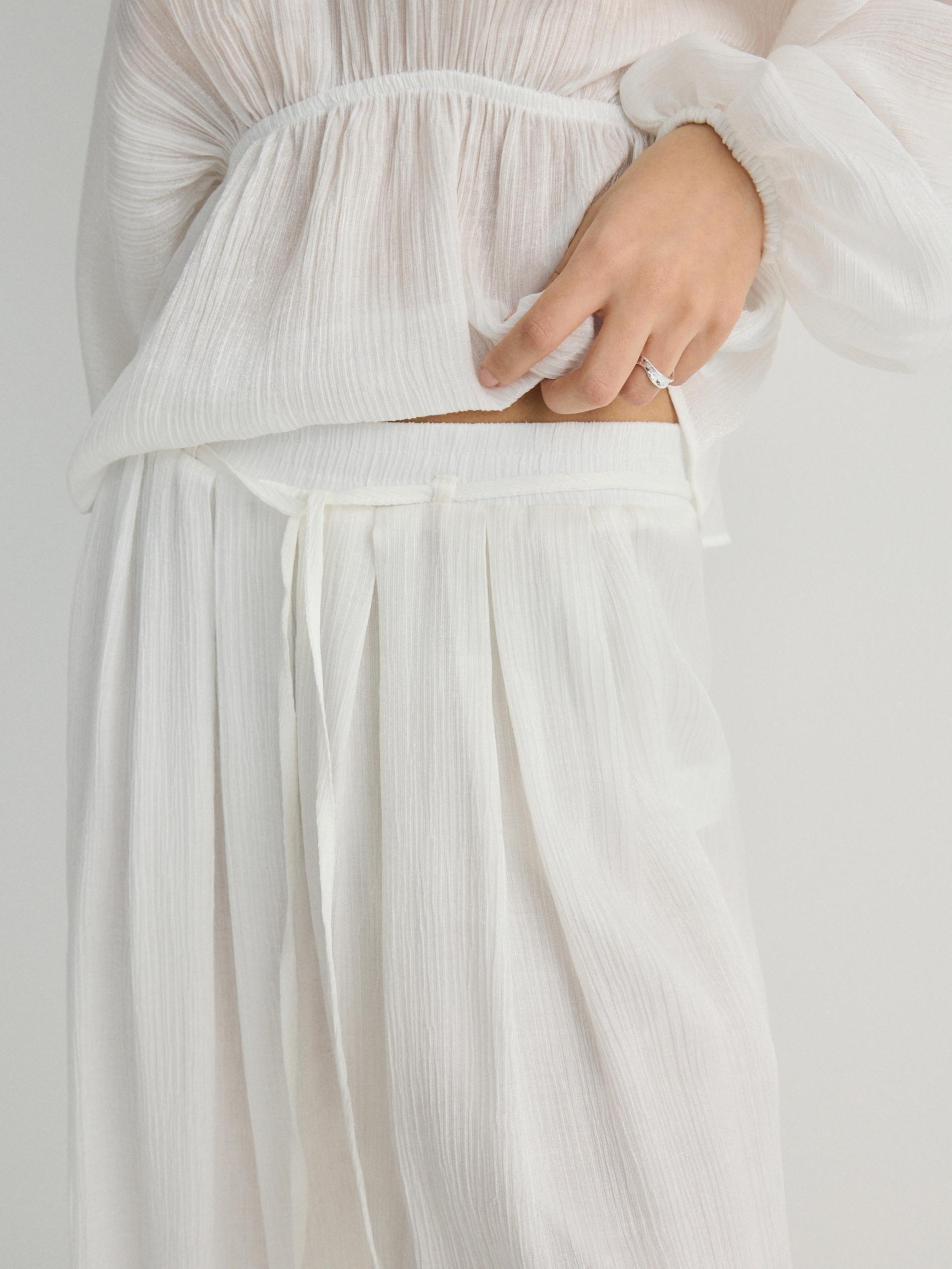White Lyocell Blend Trousers, , large image number 7
