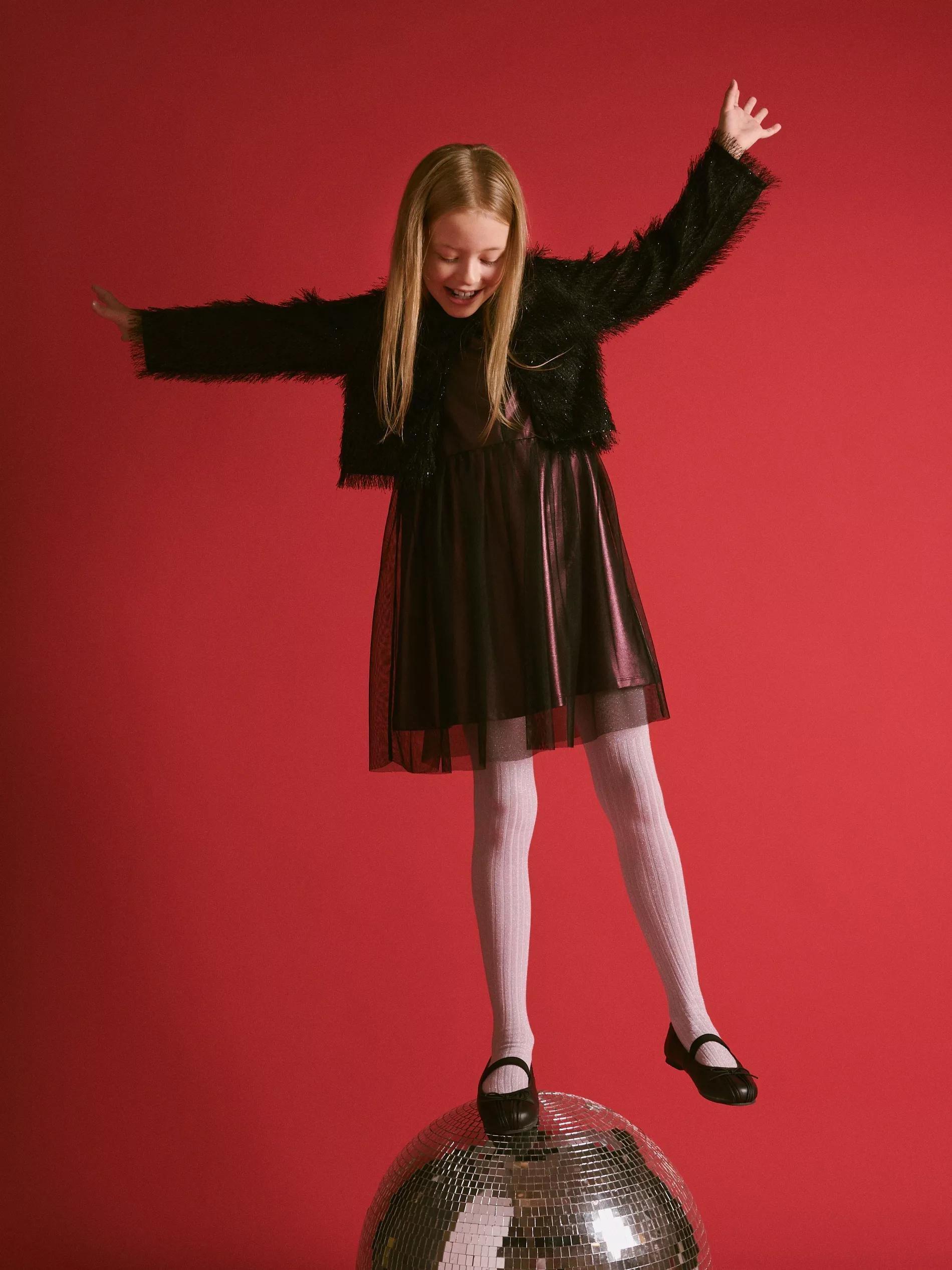 Burgundy Square Neckline Dress, Kids Girls, , large image number 0