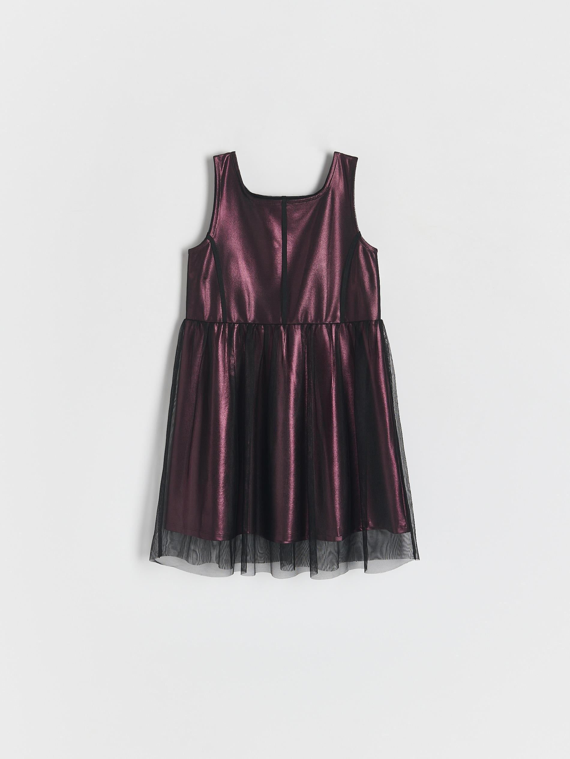 Burgundy Square Neckline Dress, Kids Girls, , large image number 2