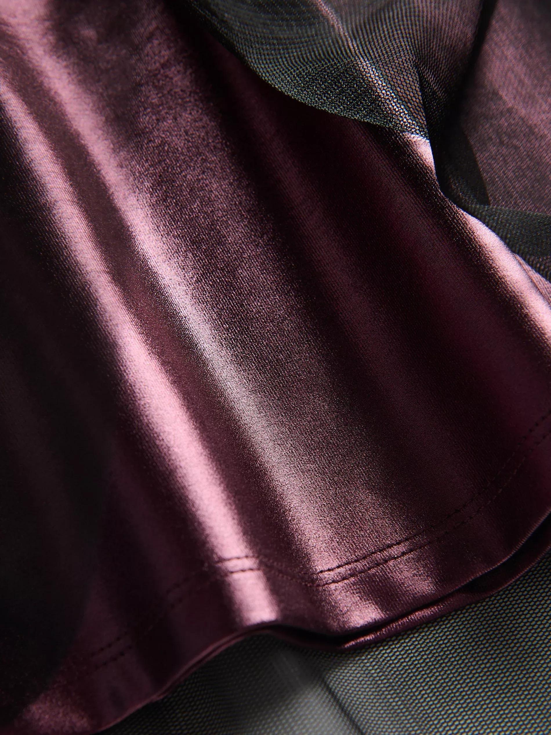 Burgundy Square Neckline Dress, Kids Girls, , large image number 4