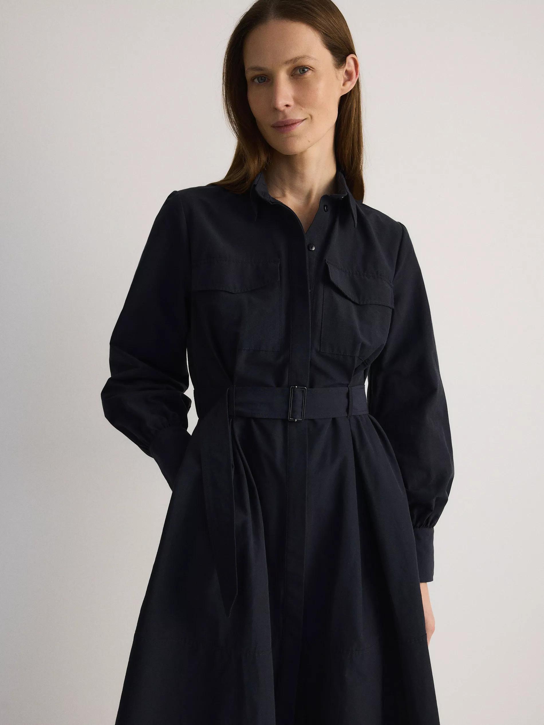 Navy Collared Long Sleeve Dress, , large image number 2
