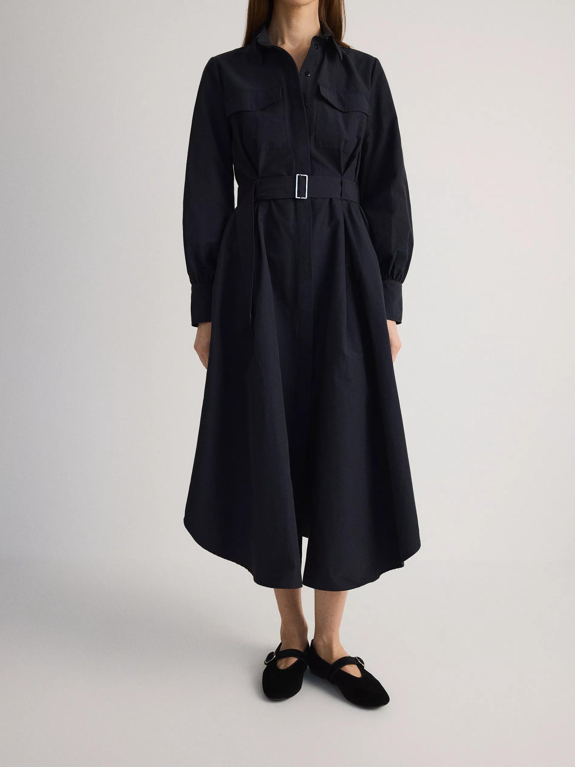 Navy Collared Long Sleeve Dress, , large image number 3
