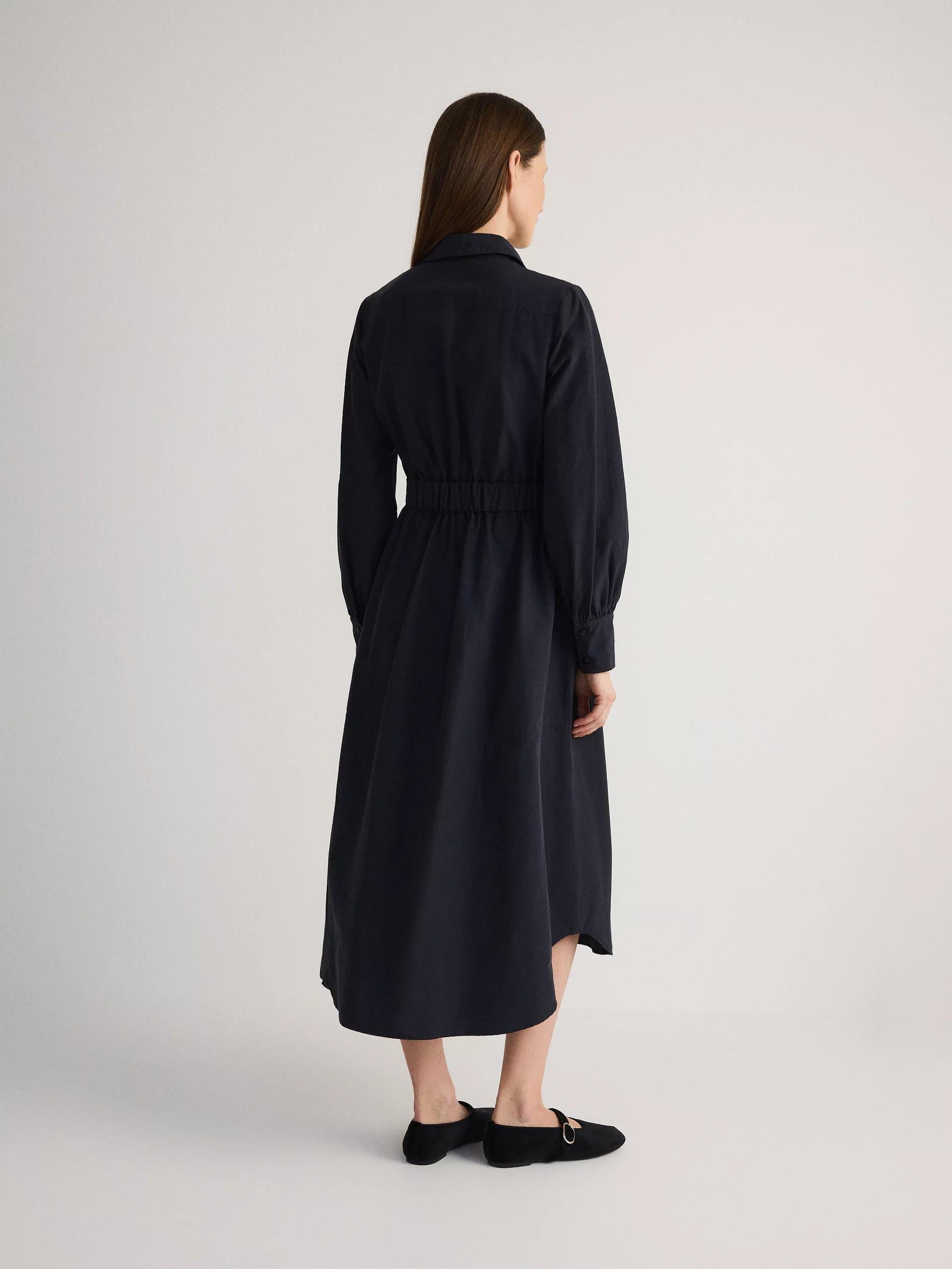 Navy Collared Long Sleeve Dress, , large image number 5
