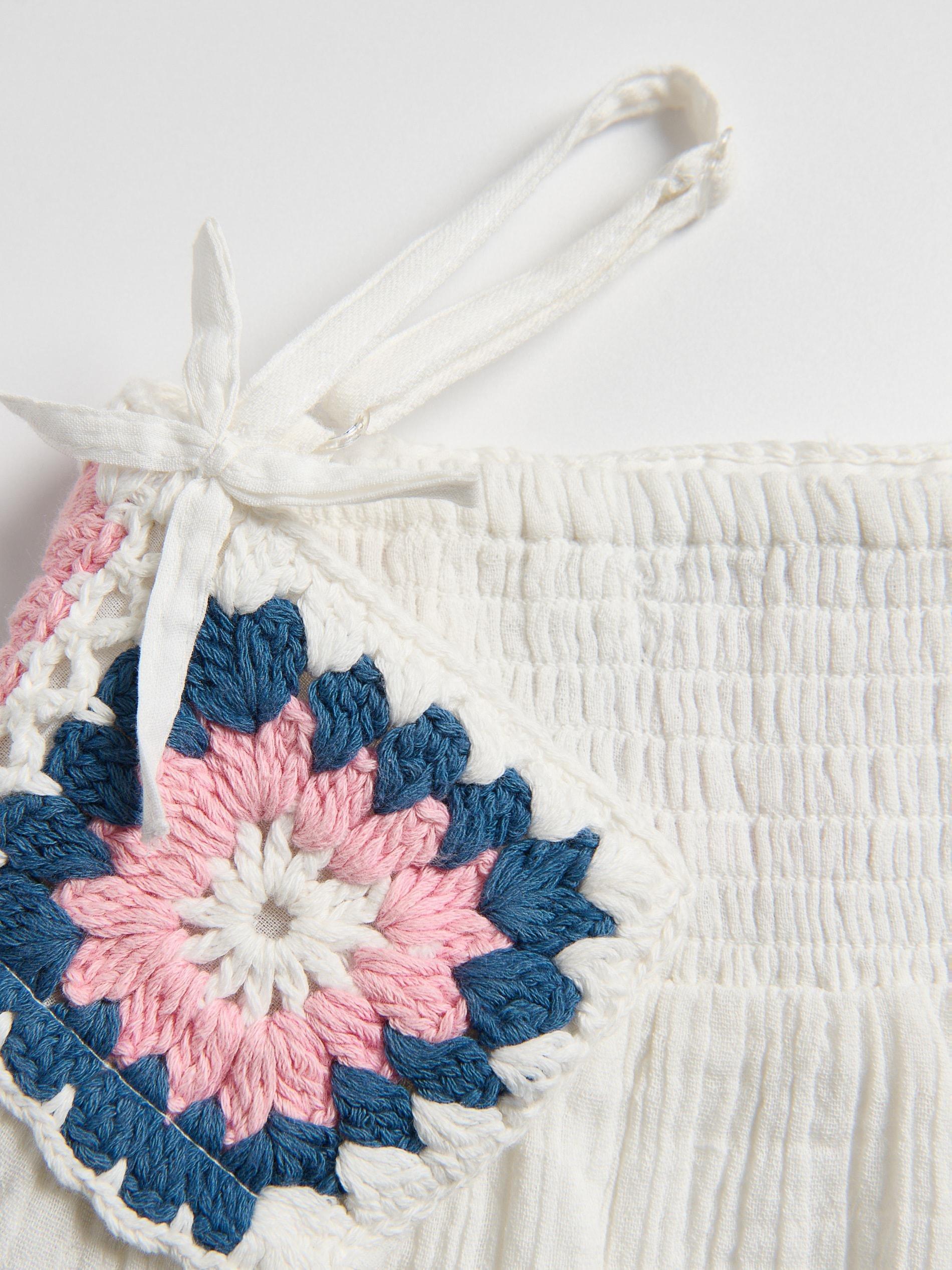 Cream Blouse With Applique, Ivory, medium