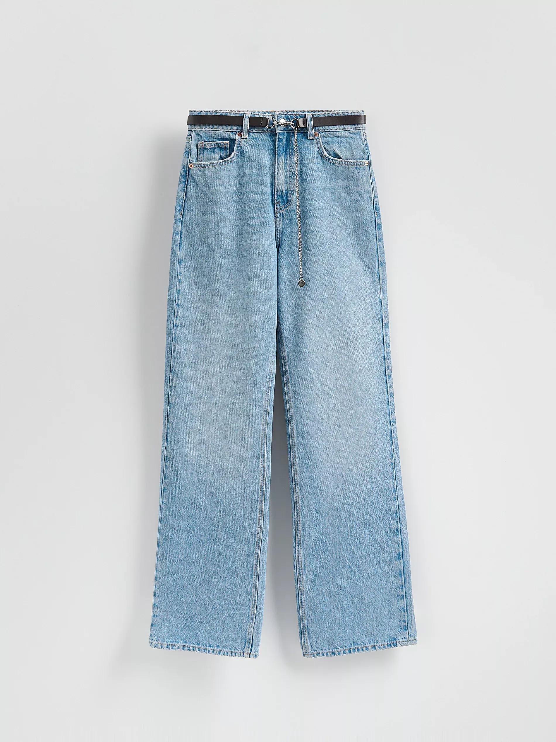 Green Denim Trousers With Belt, 7401_56J, large image number 5