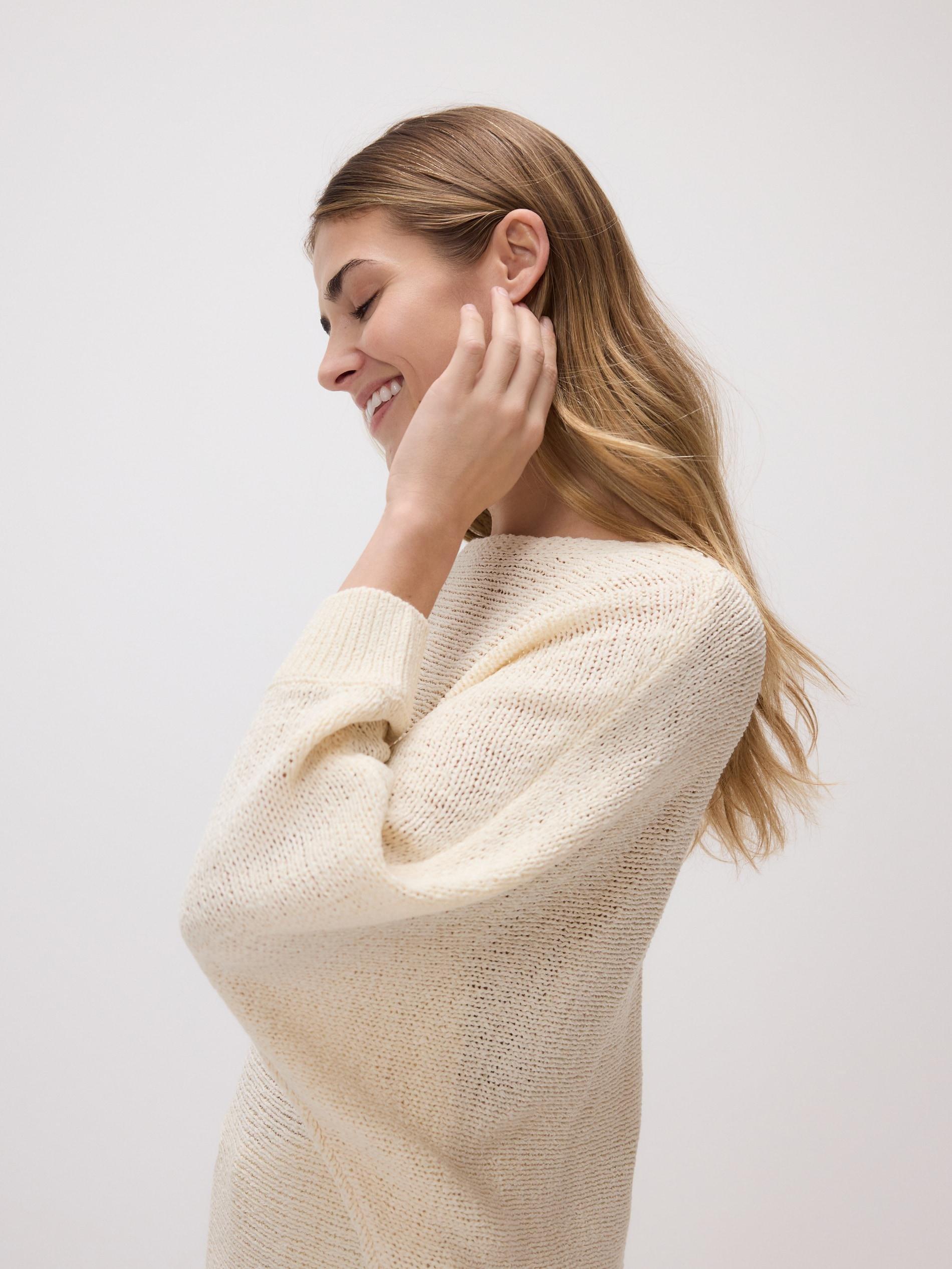 Beige Plain Jumper, Ivory, large image number 2