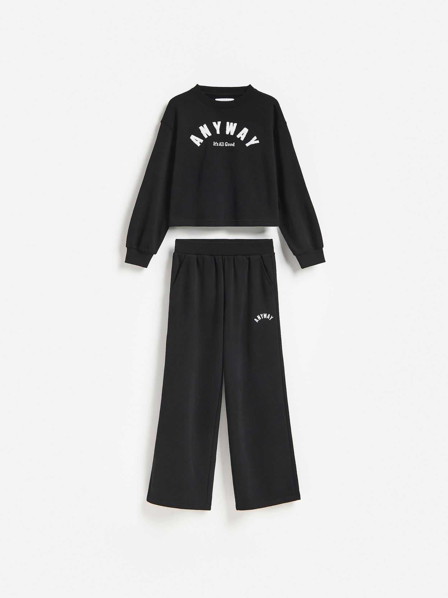 Black Cotton Set With Print, Black, medium