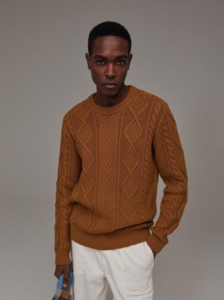 Reserved - Brown Basic Sweater, Men