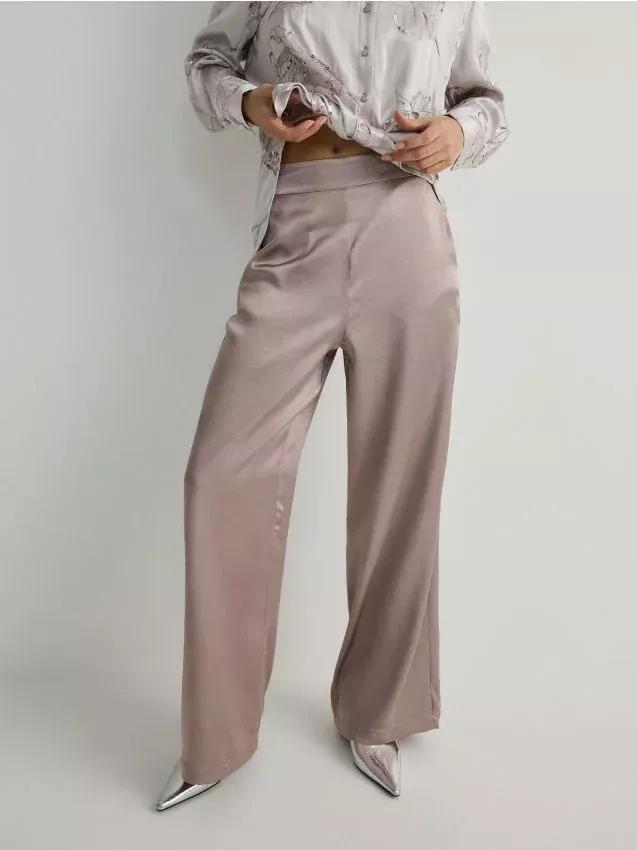 Brown Wide Leg Trousers, Brown, large image number 0
