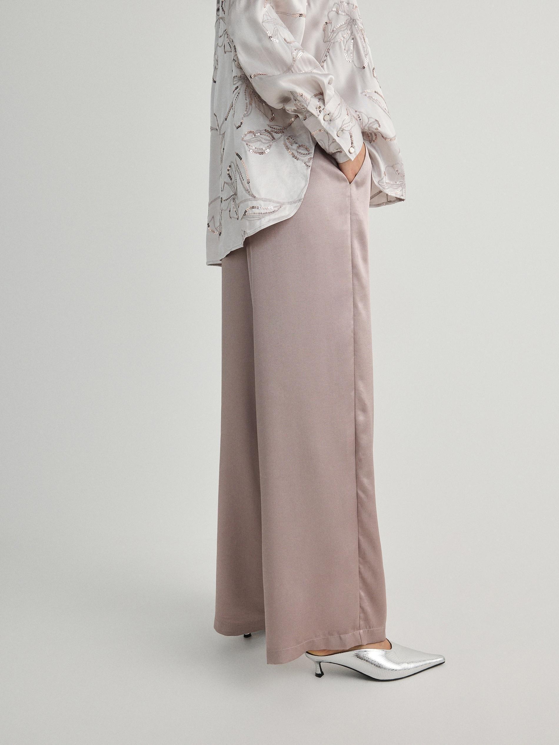 Brown Wide Leg Trousers, Brown, large image number 3