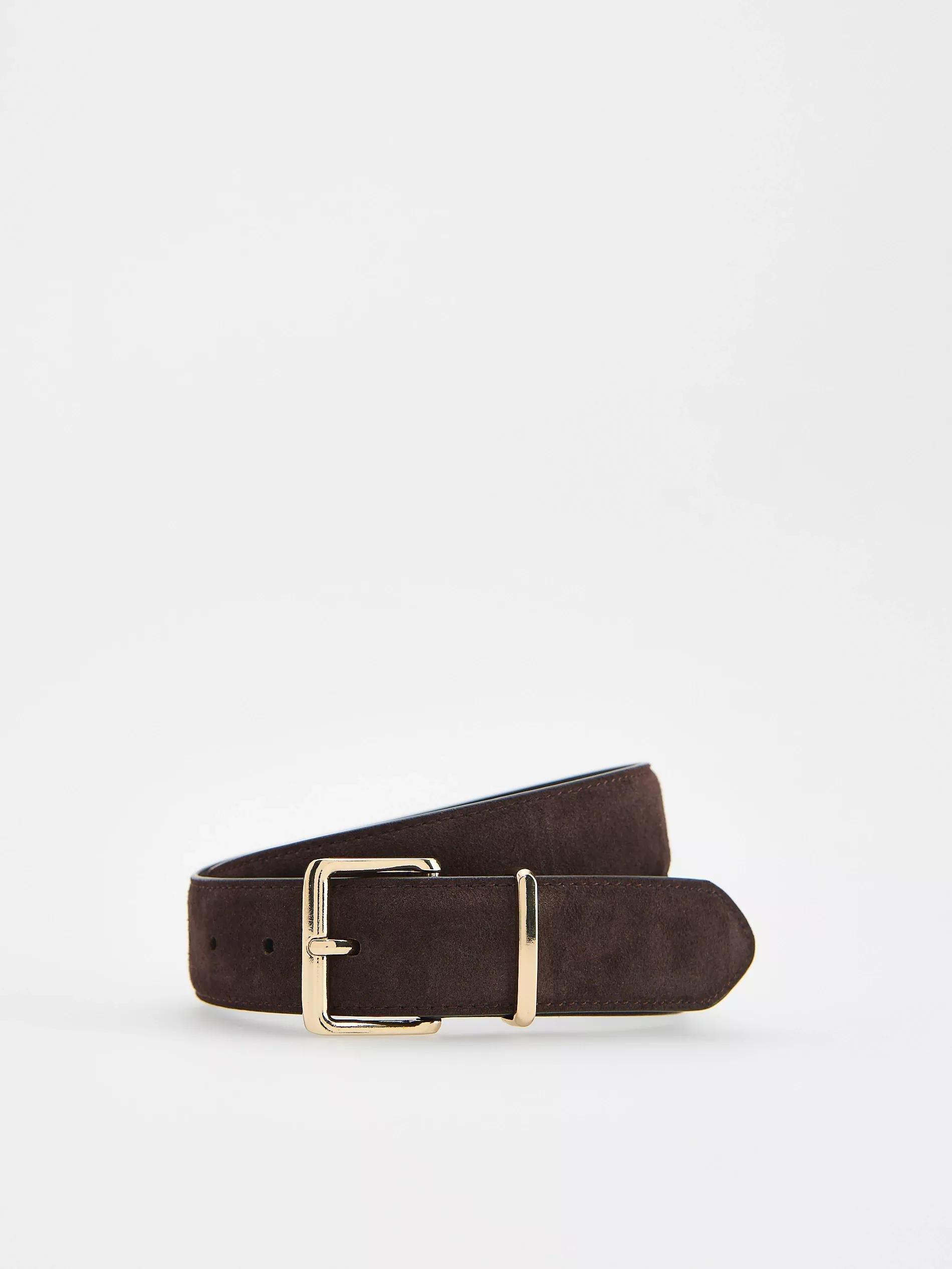 Brown Suede Belt With Buckle, , large image number 0
