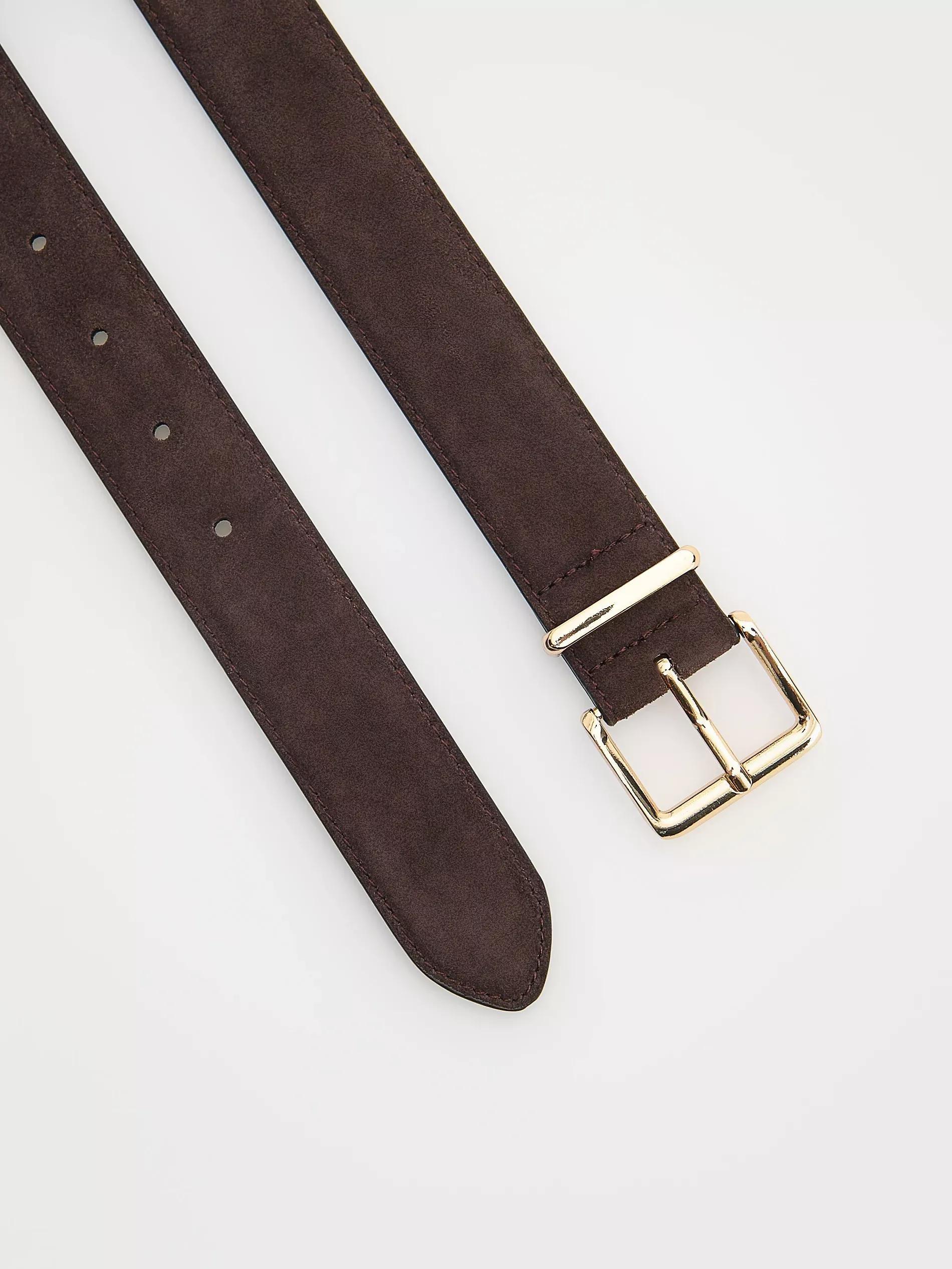 Brown Suede Belt With Buckle, , large image number 1