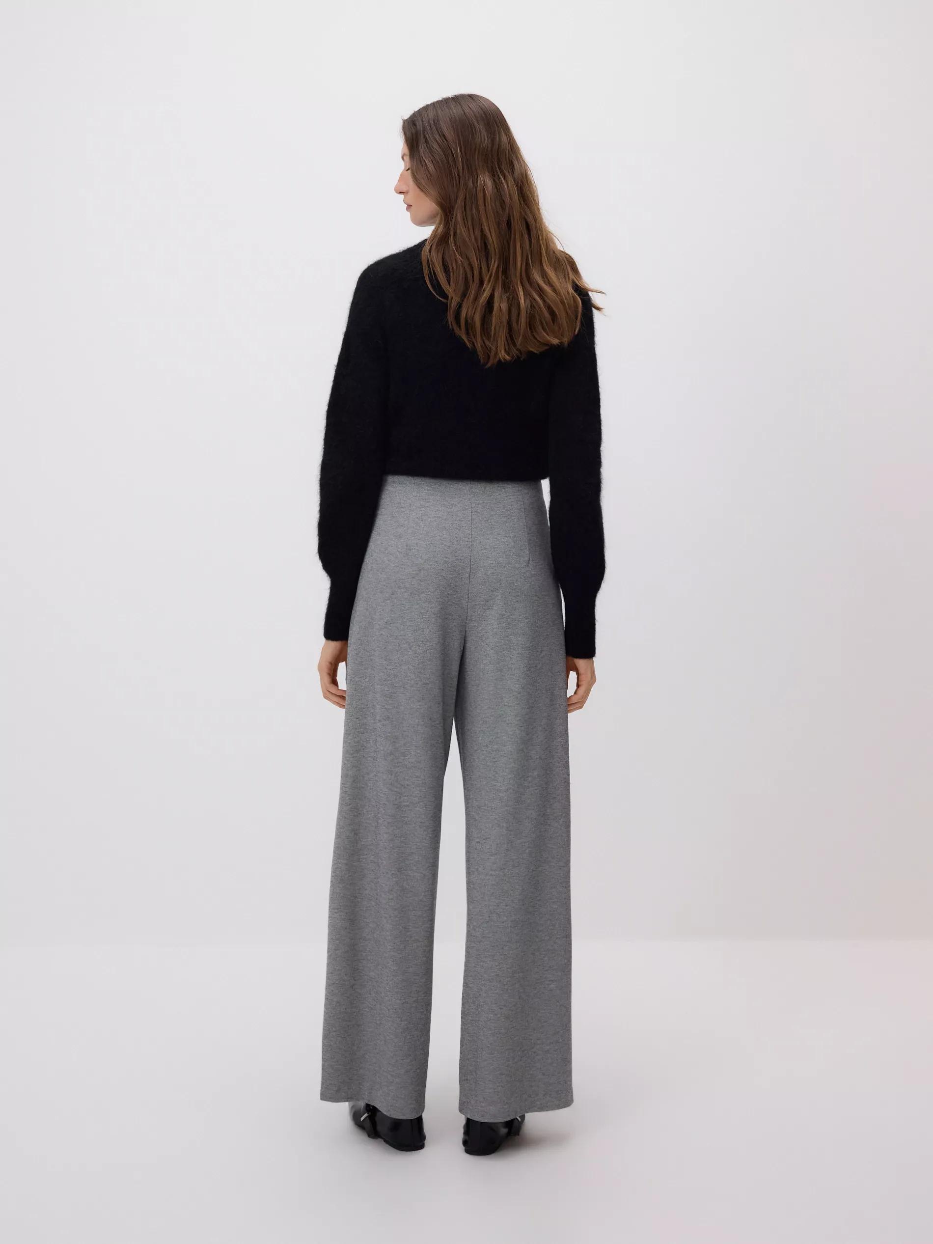 Grey Wide Leg Trousers With Belt, Light grey, large image number 2