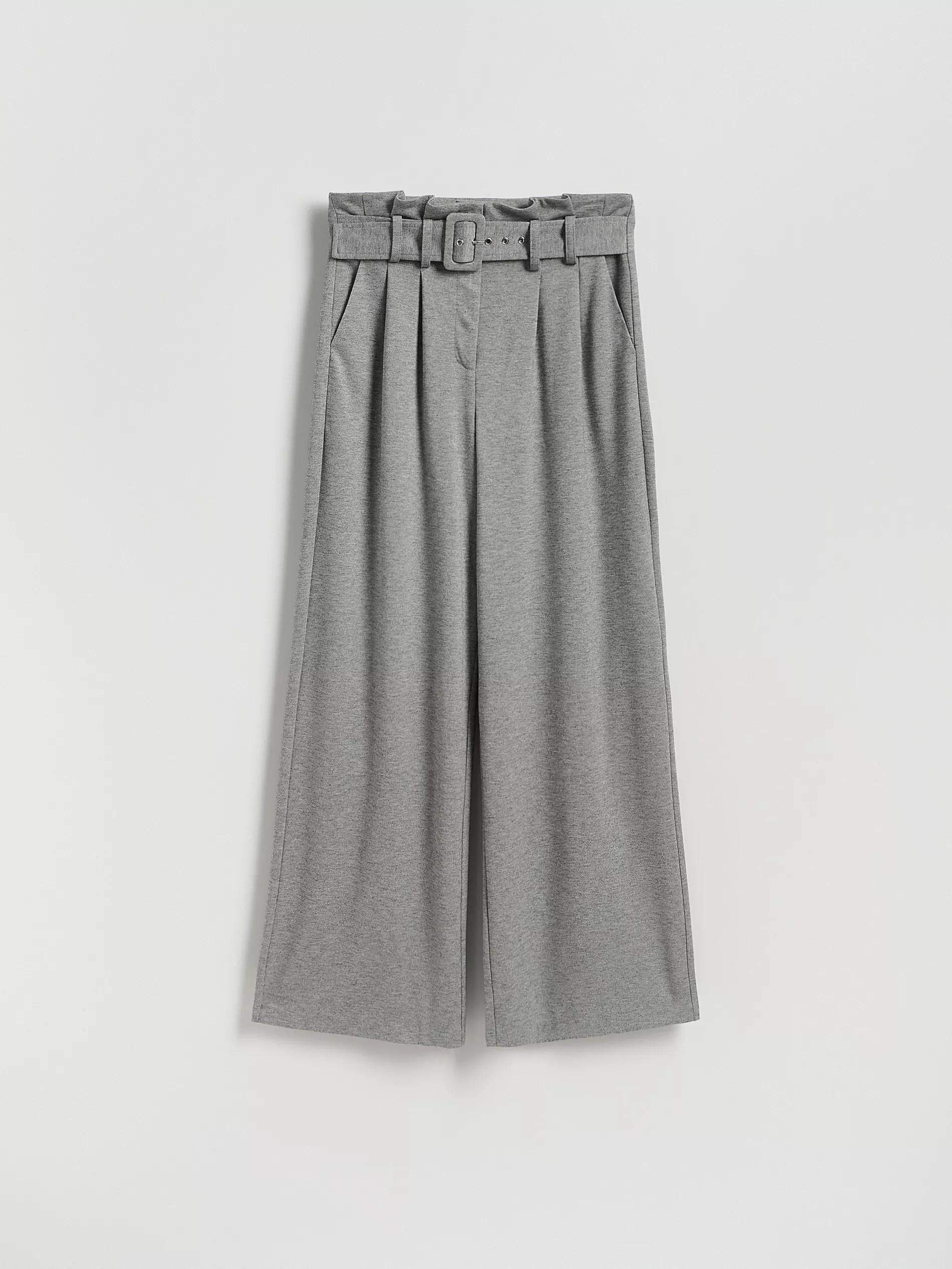 Grey Wide Leg Trousers With Belt, Light grey, large image number 3