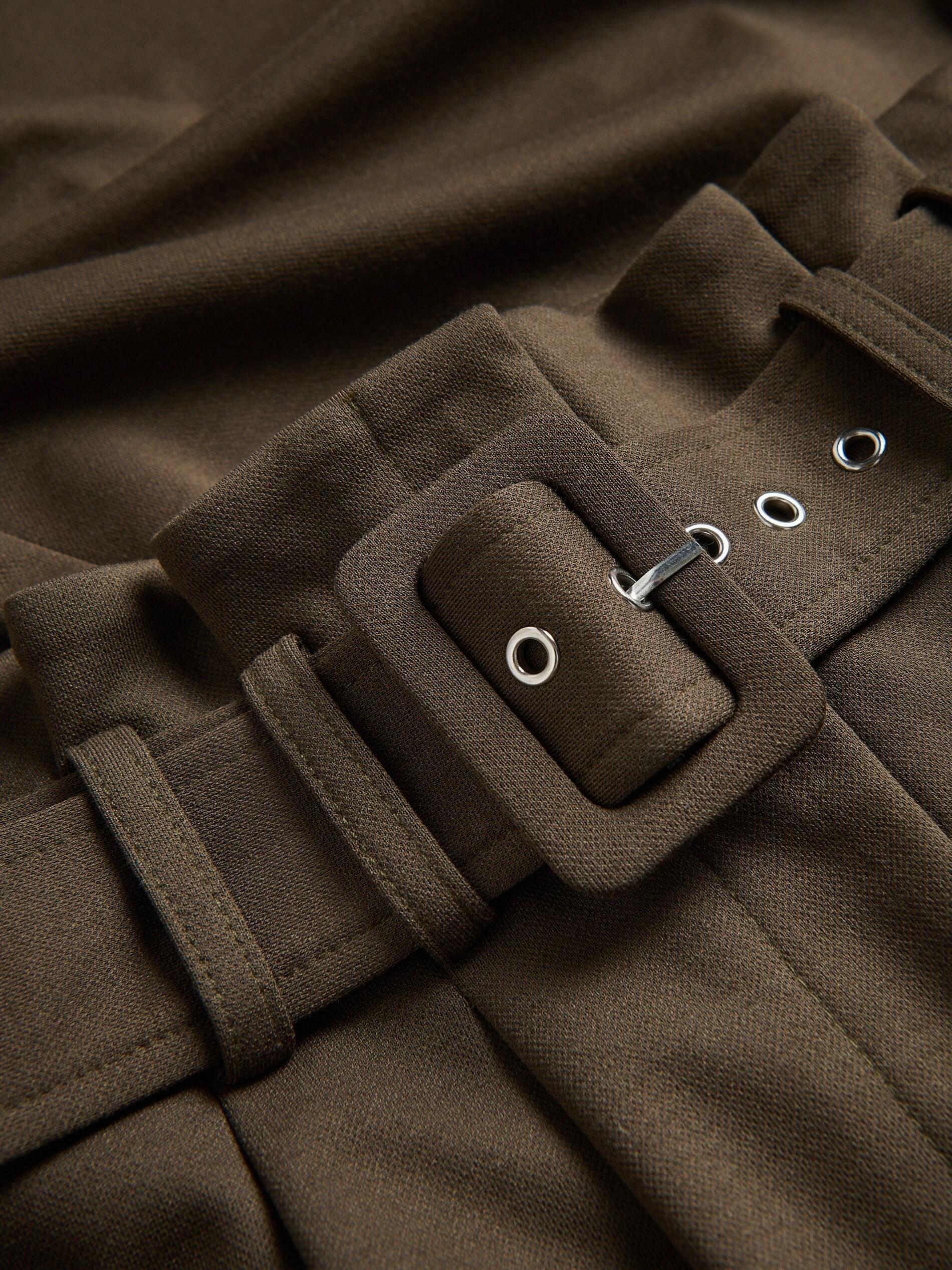 Green Wide Leg Trousers With Belt, Khaki, large image number 5