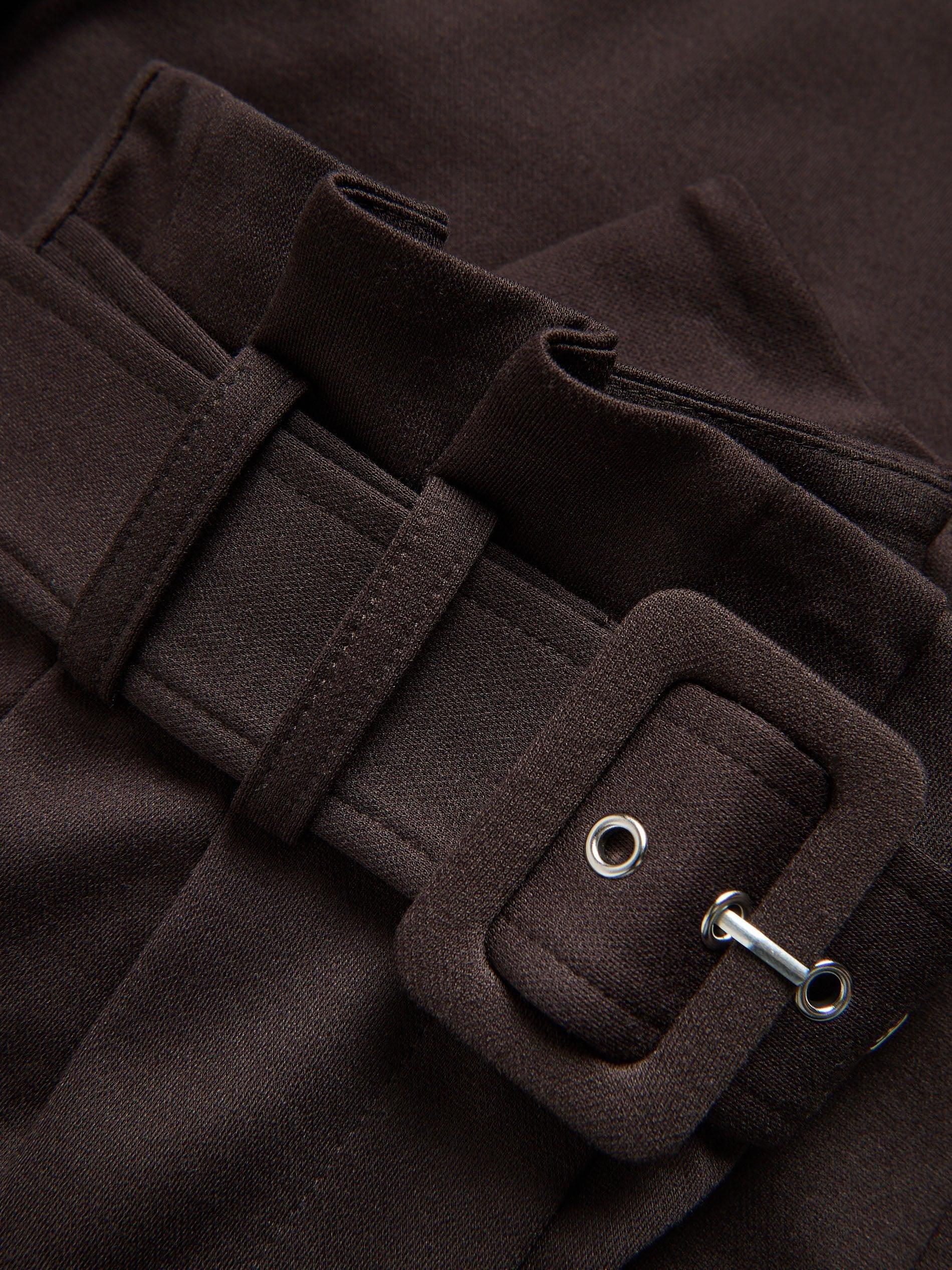 Brown Wide Leg Trousers With Belt, Brown, large image number 4