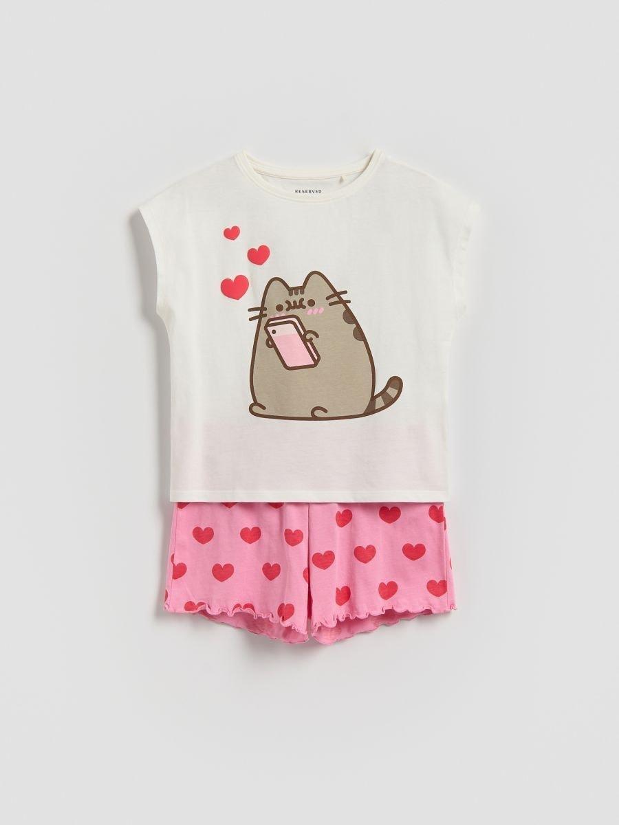 Cream Pusheen Two-Piece Pjs, Ivory, large image number 0