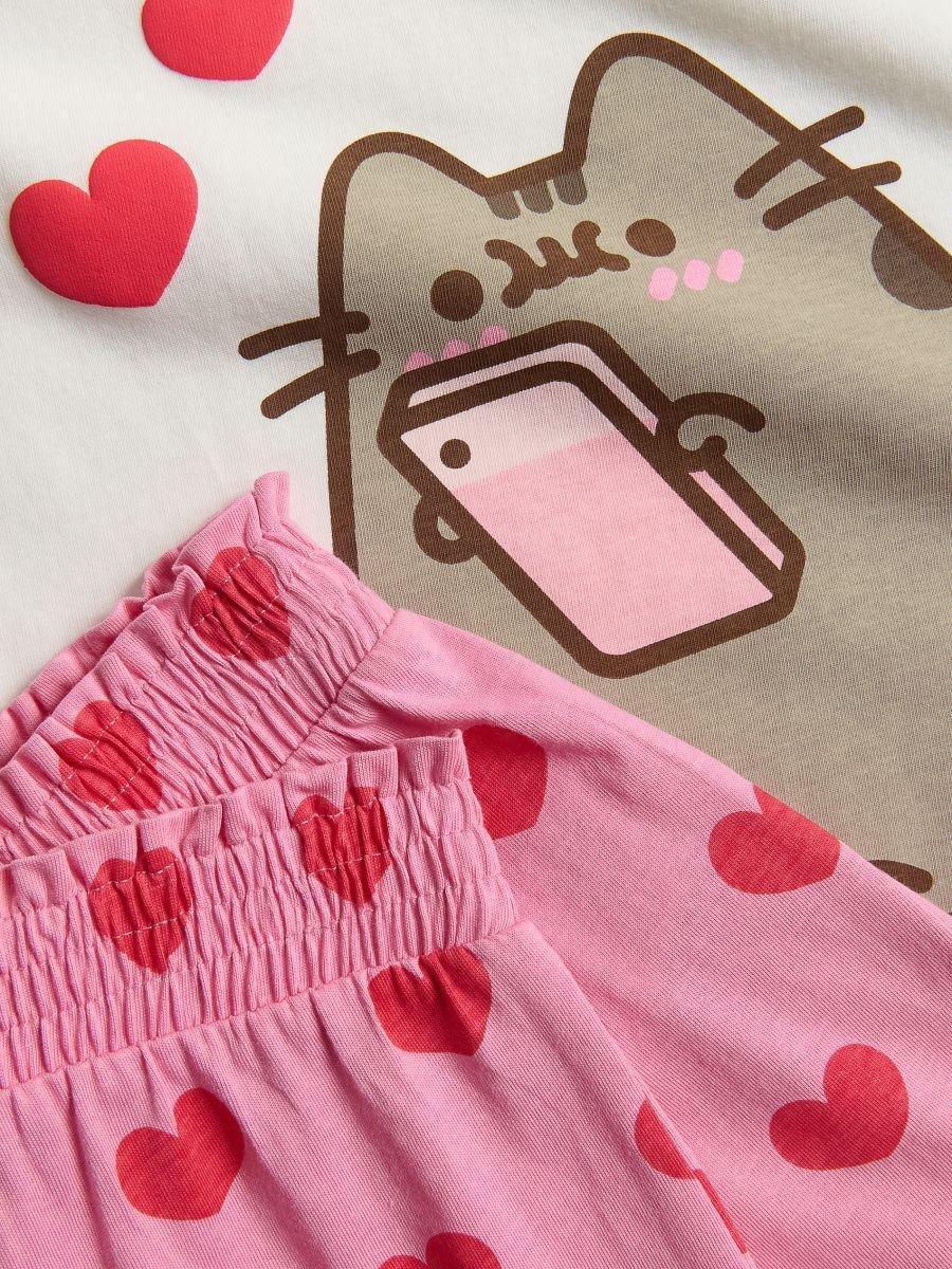 Cream Pusheen Two-Piece Pjs, Ivory, large image number 1