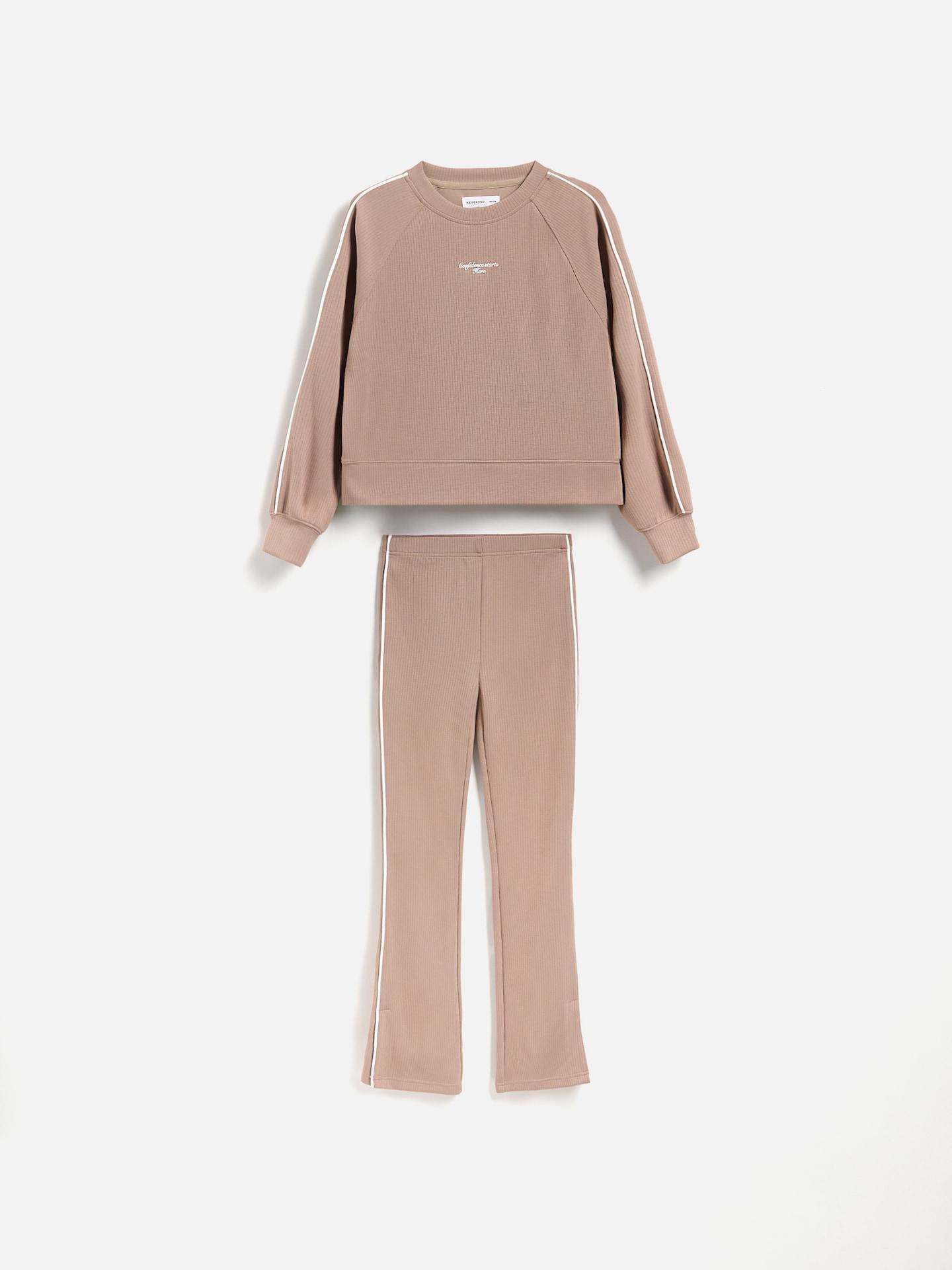 Beige Knitted Viscose Rich Set, Beige, large image number 0