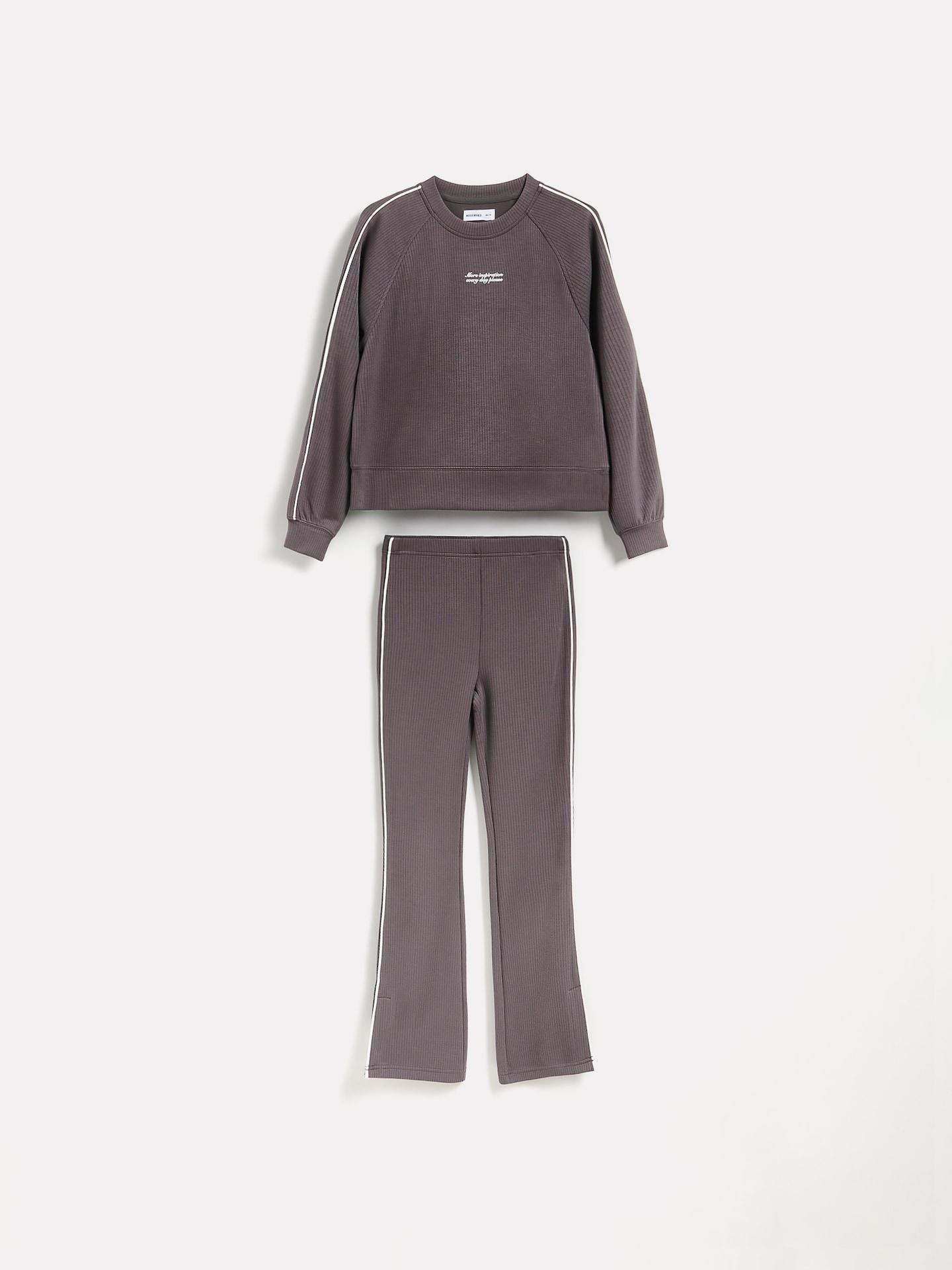 Grey Knitted Viscose Rich Set, Grey, medium