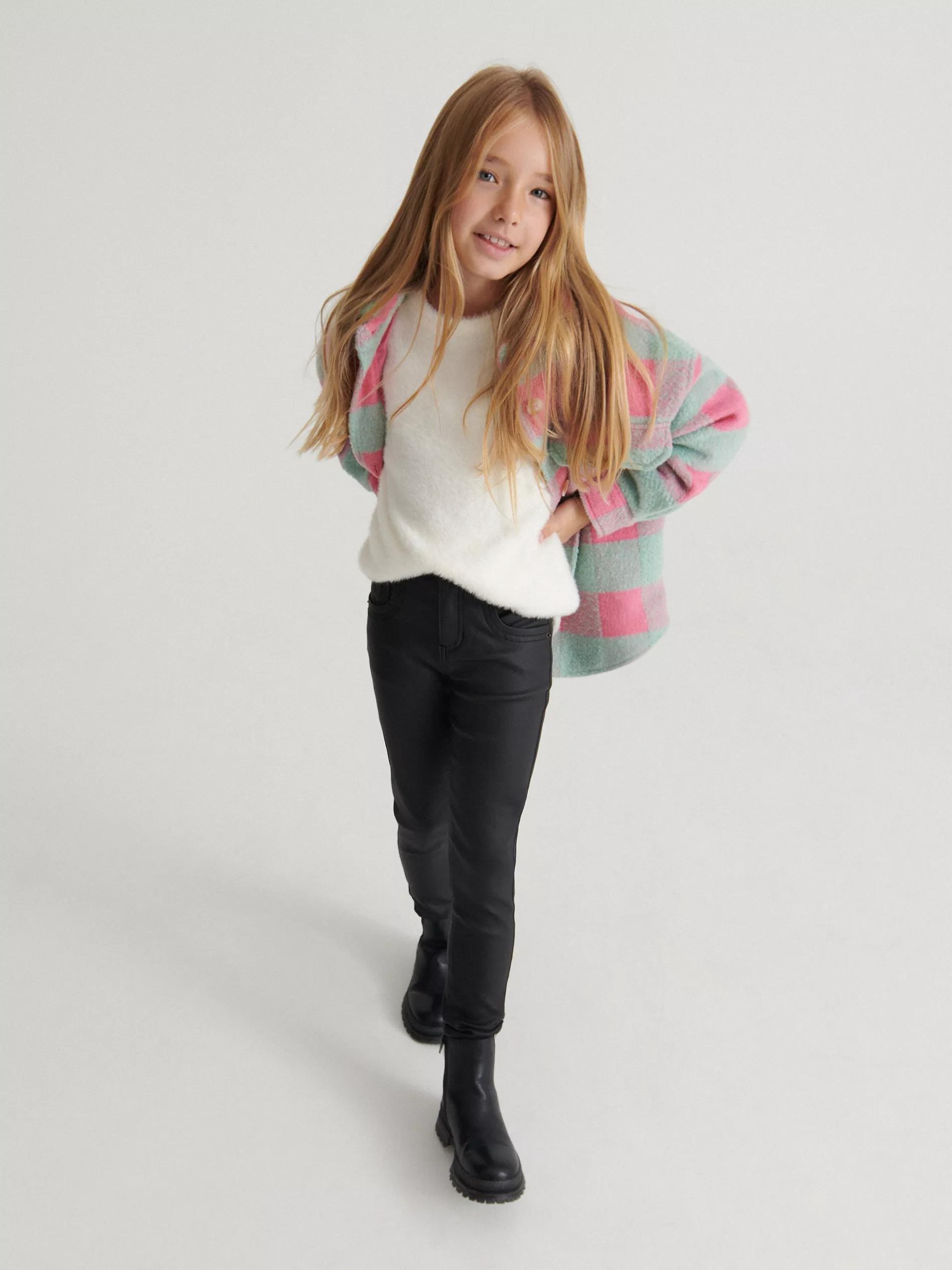 Black Wax Effect Trousers, Kids Girl, , large image number 1