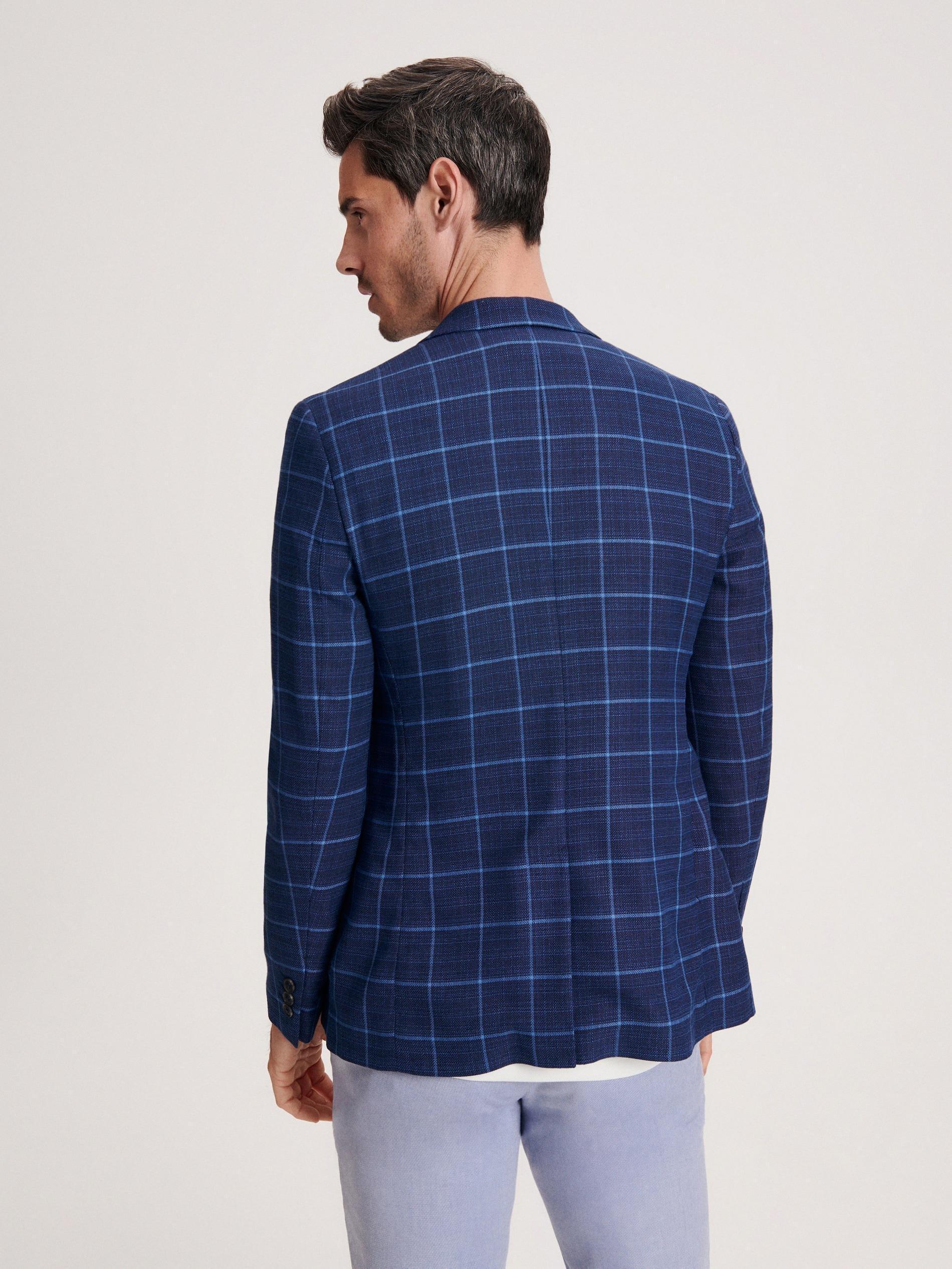 Navy Slim Fit Check Blazer, , large image number 5