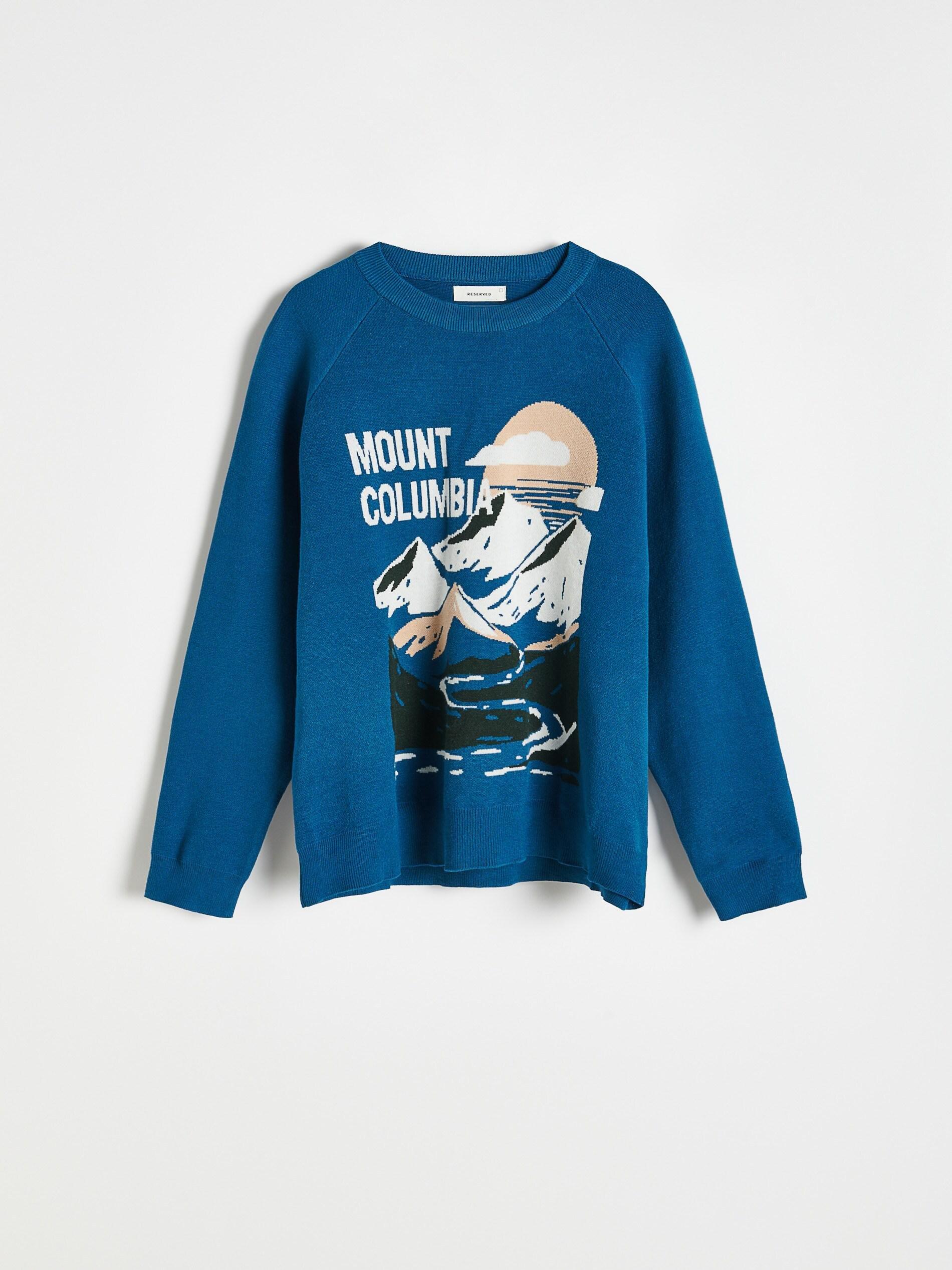 Dark Turquoise Sweater With A Travel Print, , large image number 2
