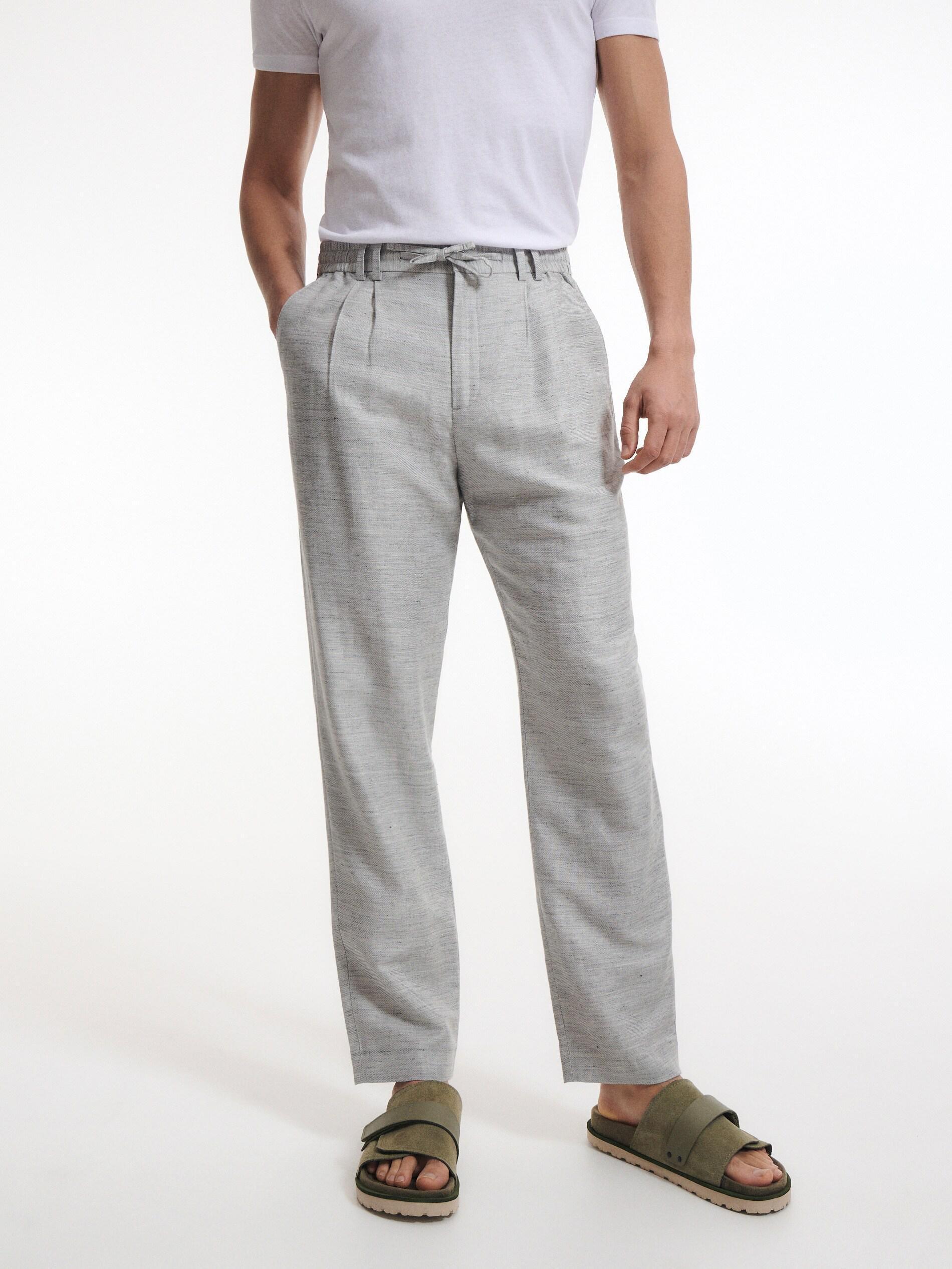 Light grey Comfort linen blend trousers, , large image number 2