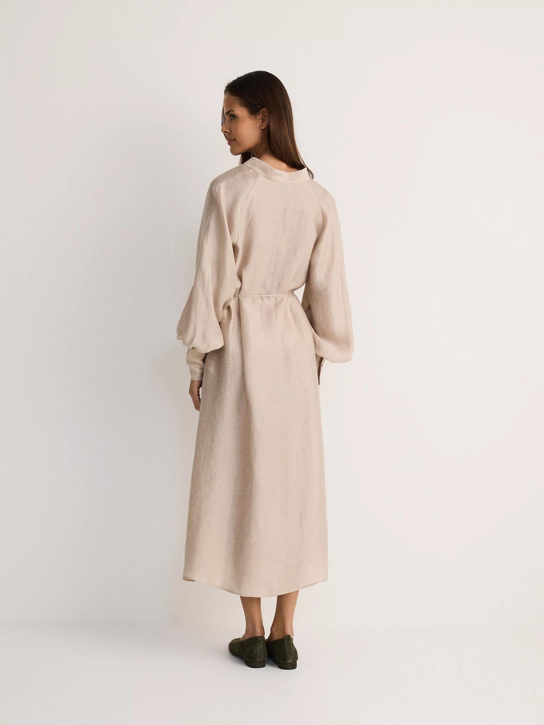 Beige Maxi Dress With Linen Insert, , large image number 1